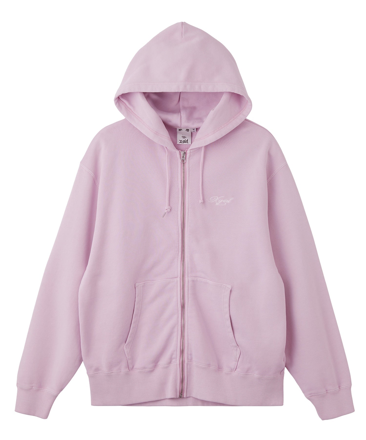 PIGMENT DYED FACE PATCH AND LOGO ZIP UP SWEAT HOODIE