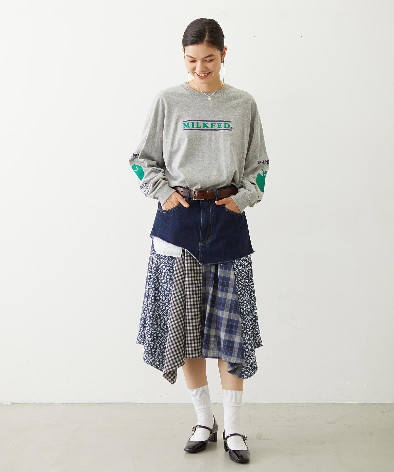 PATCHWORK OVERALL SKIRT