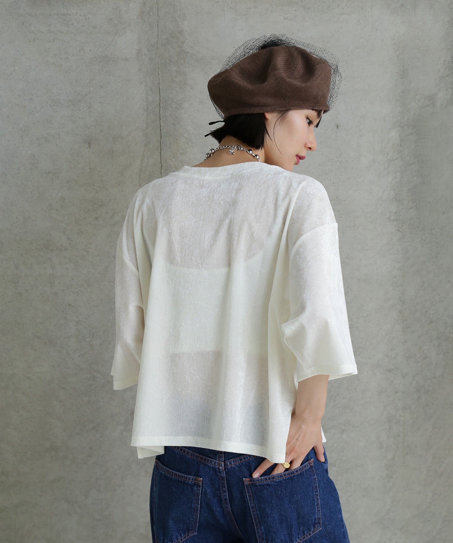 CHIGNON/ベロアメッシュTシャツ
