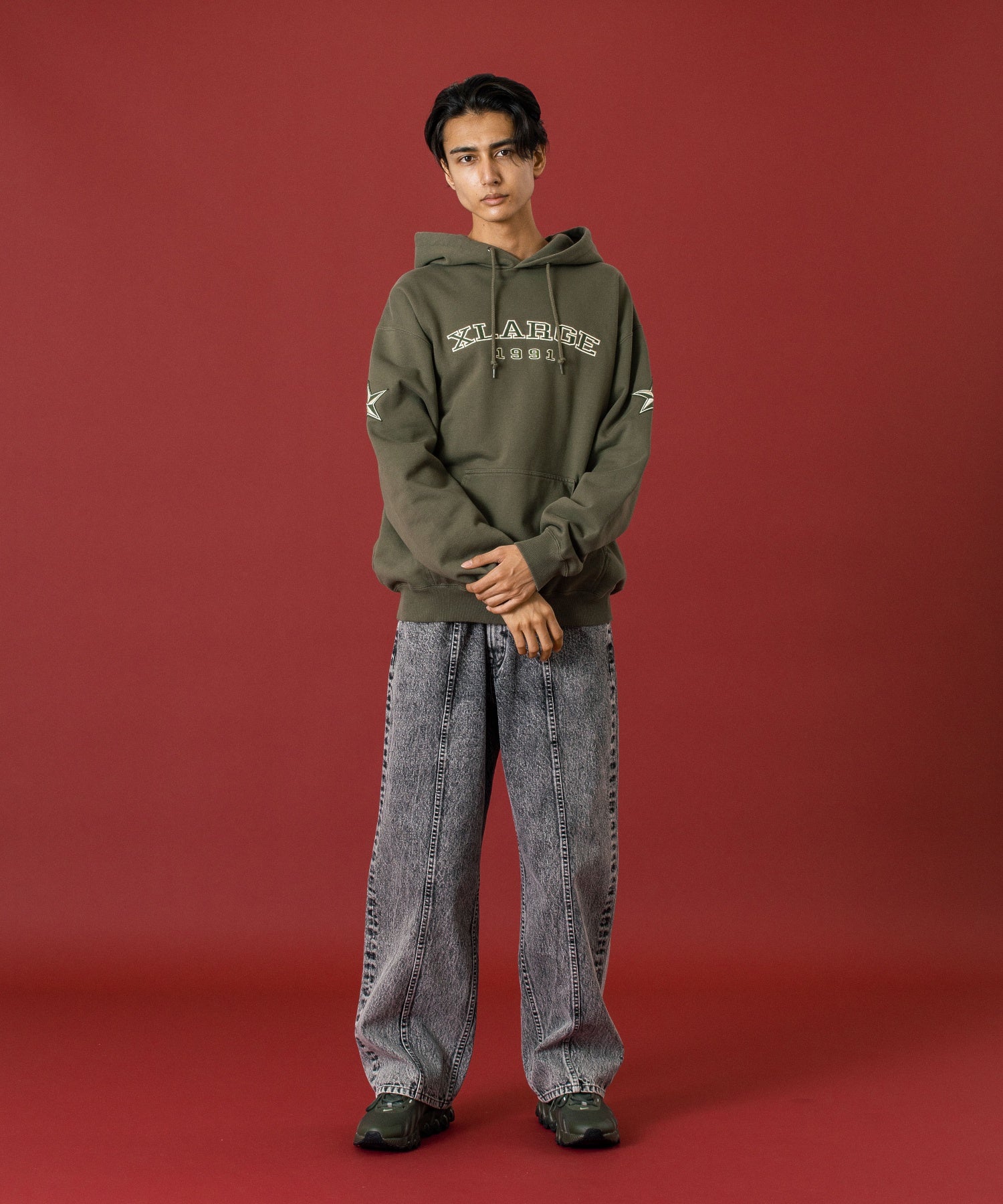 PANELED DENIM PANTS