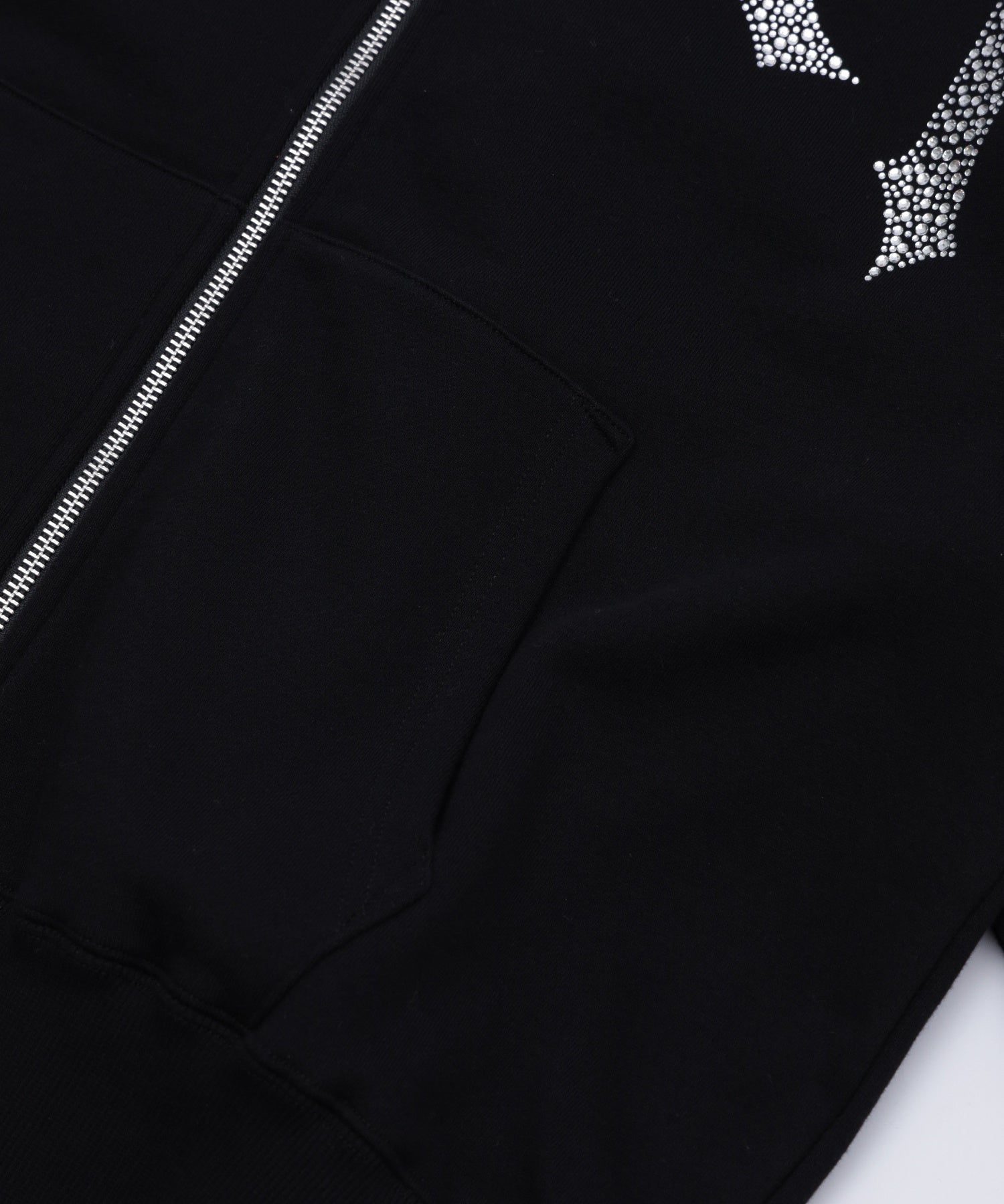 RHINESTONE BLACKLETTER LOGO ZIP UP SWEAT HOODIE