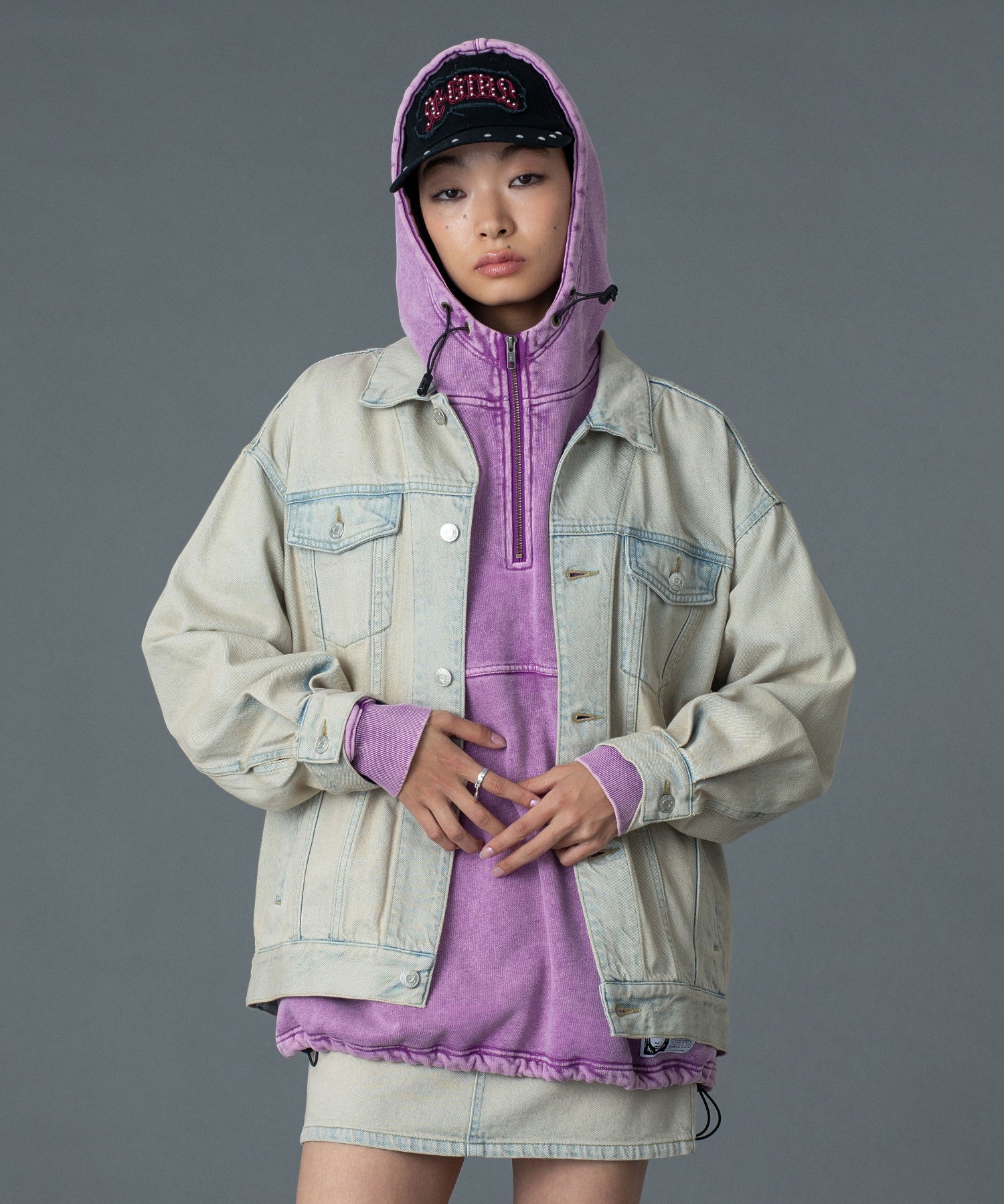 FADED FACE LABEL ANORAK SWEAT HOODIE