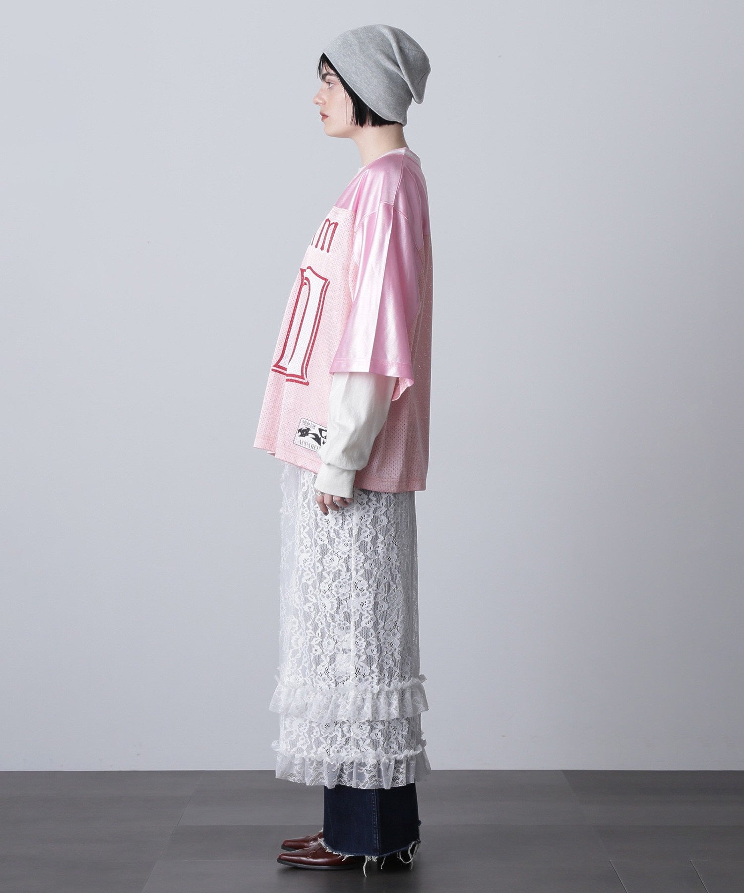 OKIRAKU×ROSE BUD/メッシュフットボールT