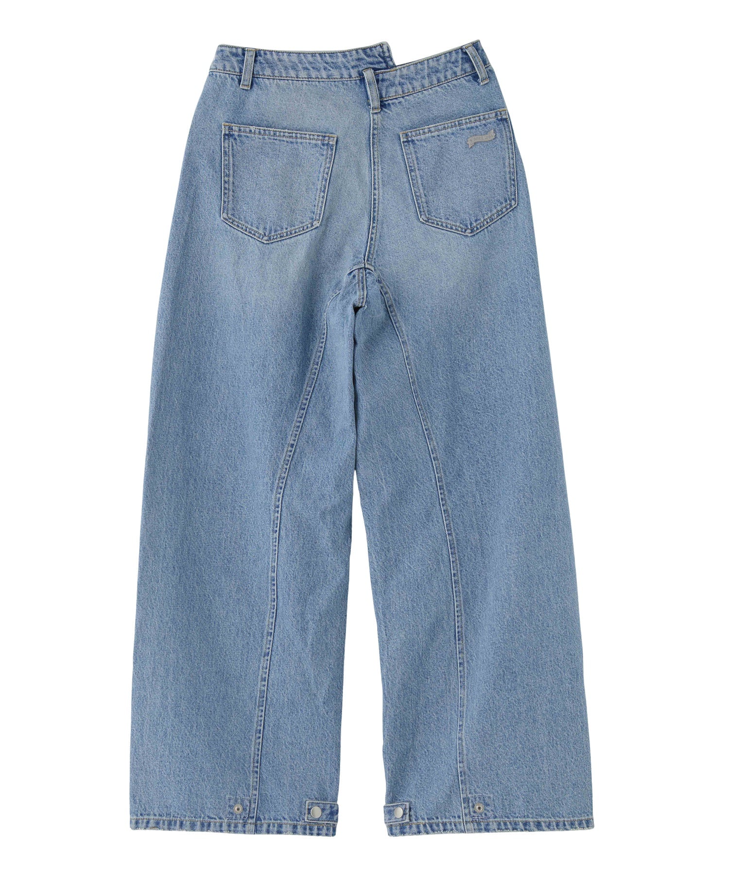 ASYMMETRIC WAIST BARREL LEG DENIM PANTS