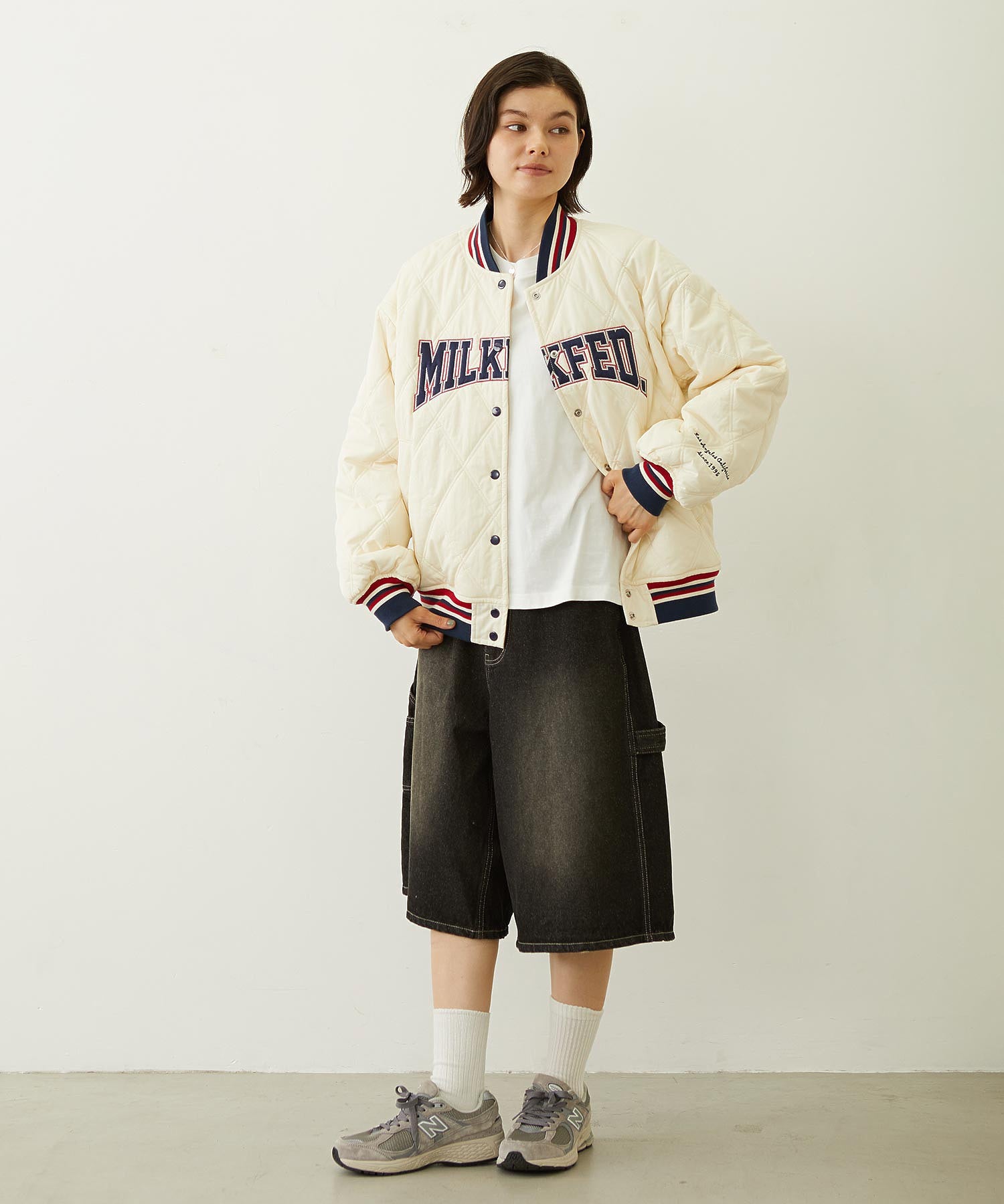 SATIN LOGO PATCH QUILTED JACKET