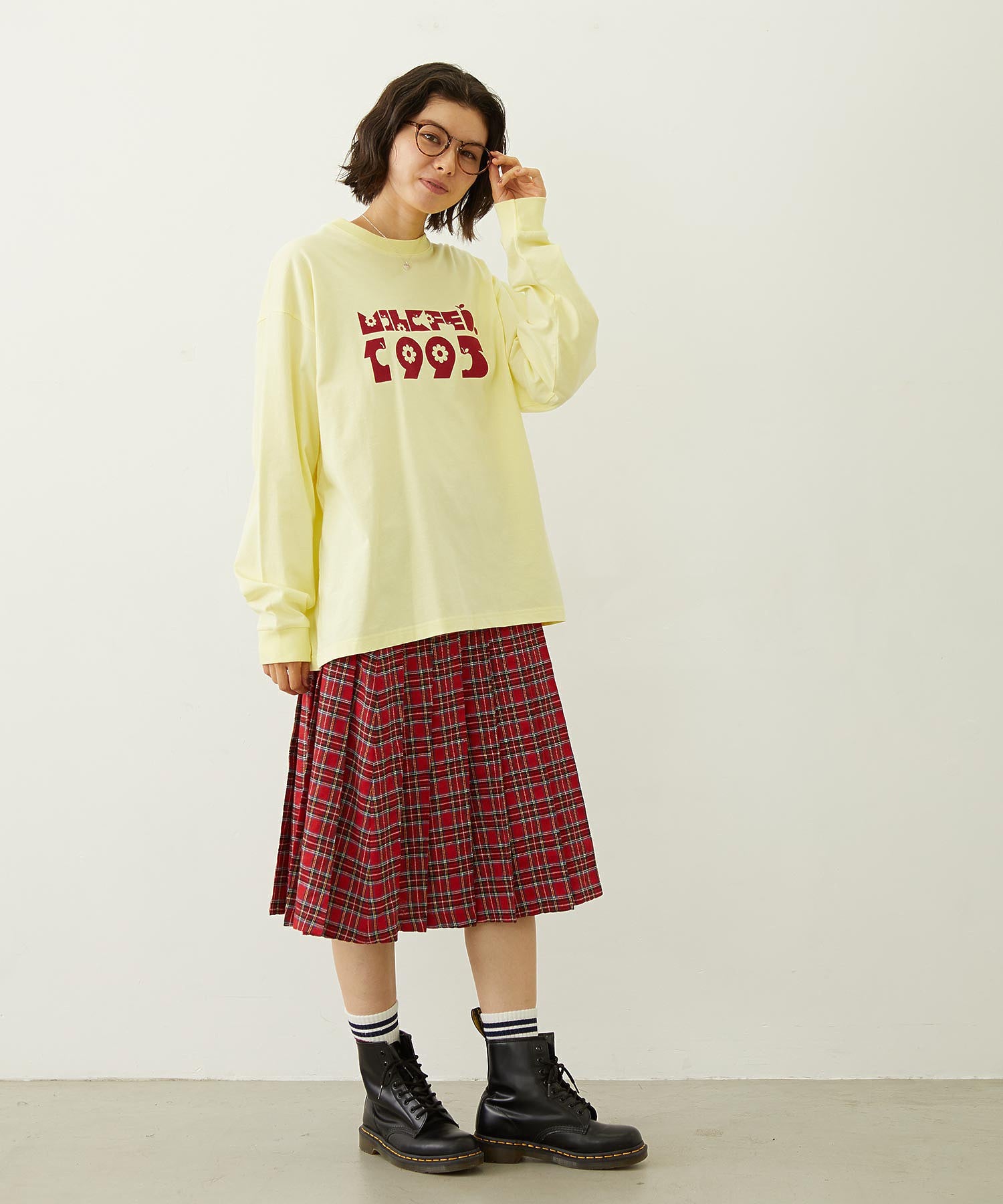 APPLE LOGO FLOCK PRINT L/S TEE