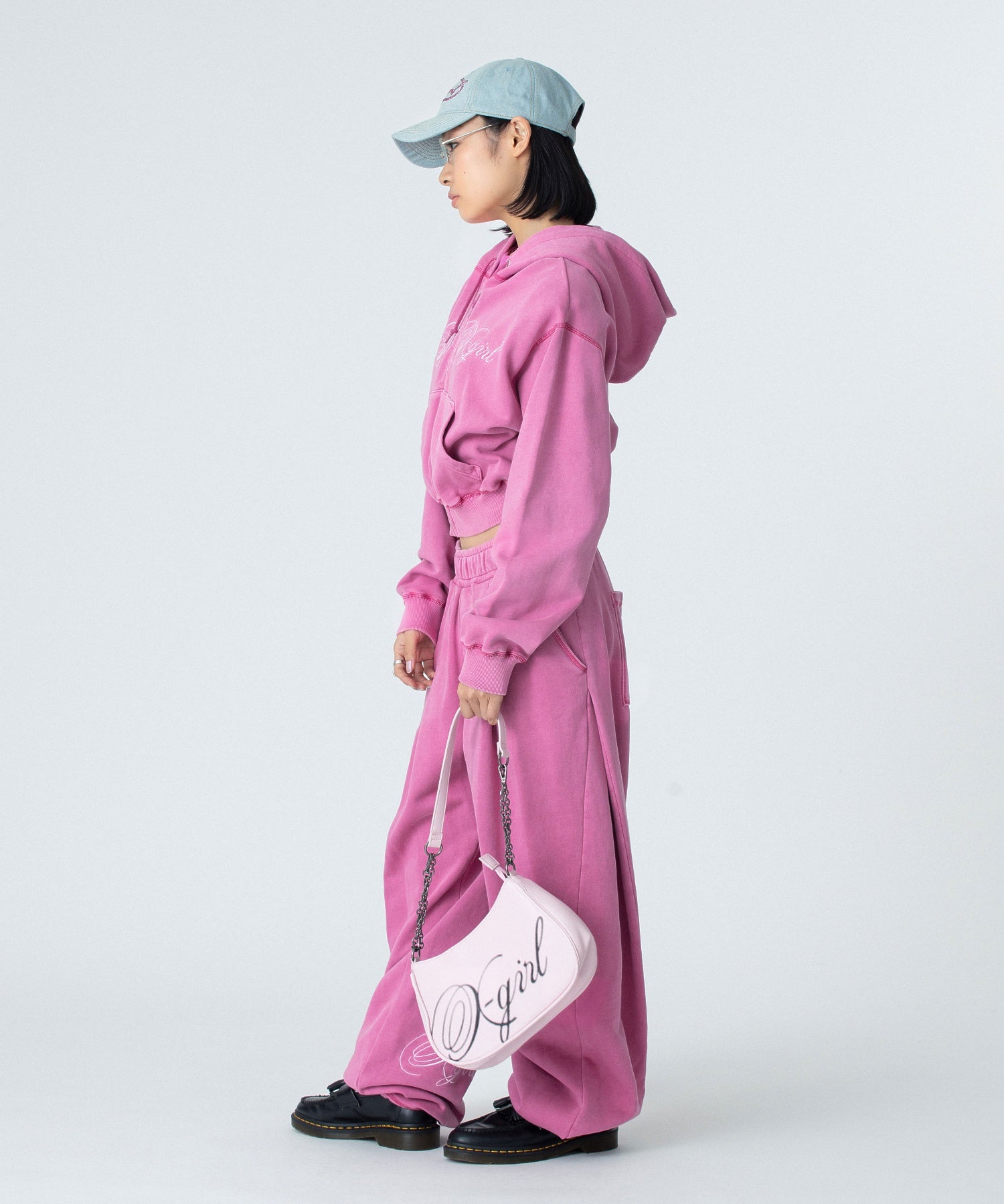 PIGMENT DYED SCRIPT LOGO COMPACT ZIP UP SWEAT HOODIE