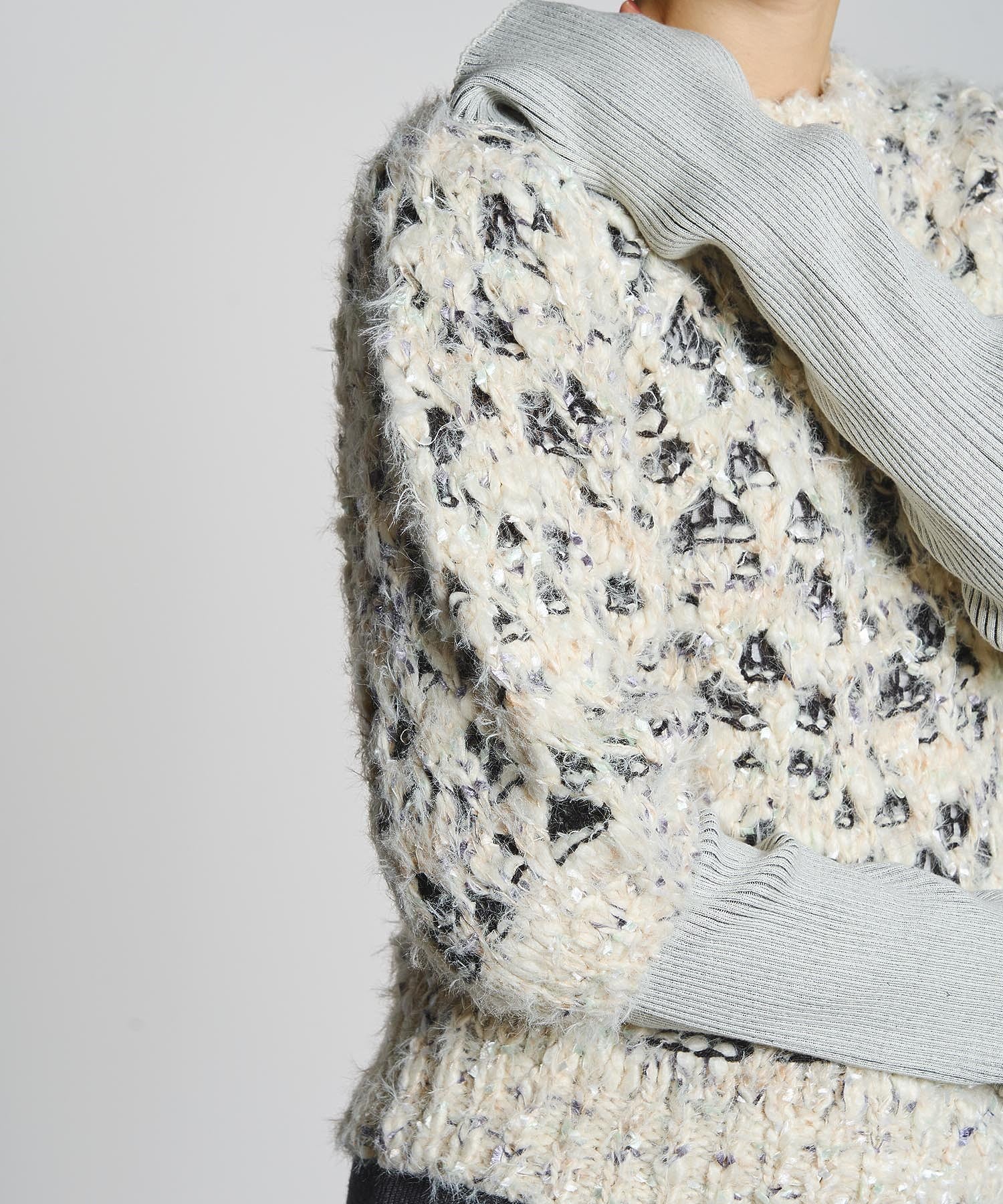 mici/SHORT SLEEVE KNIT TOP