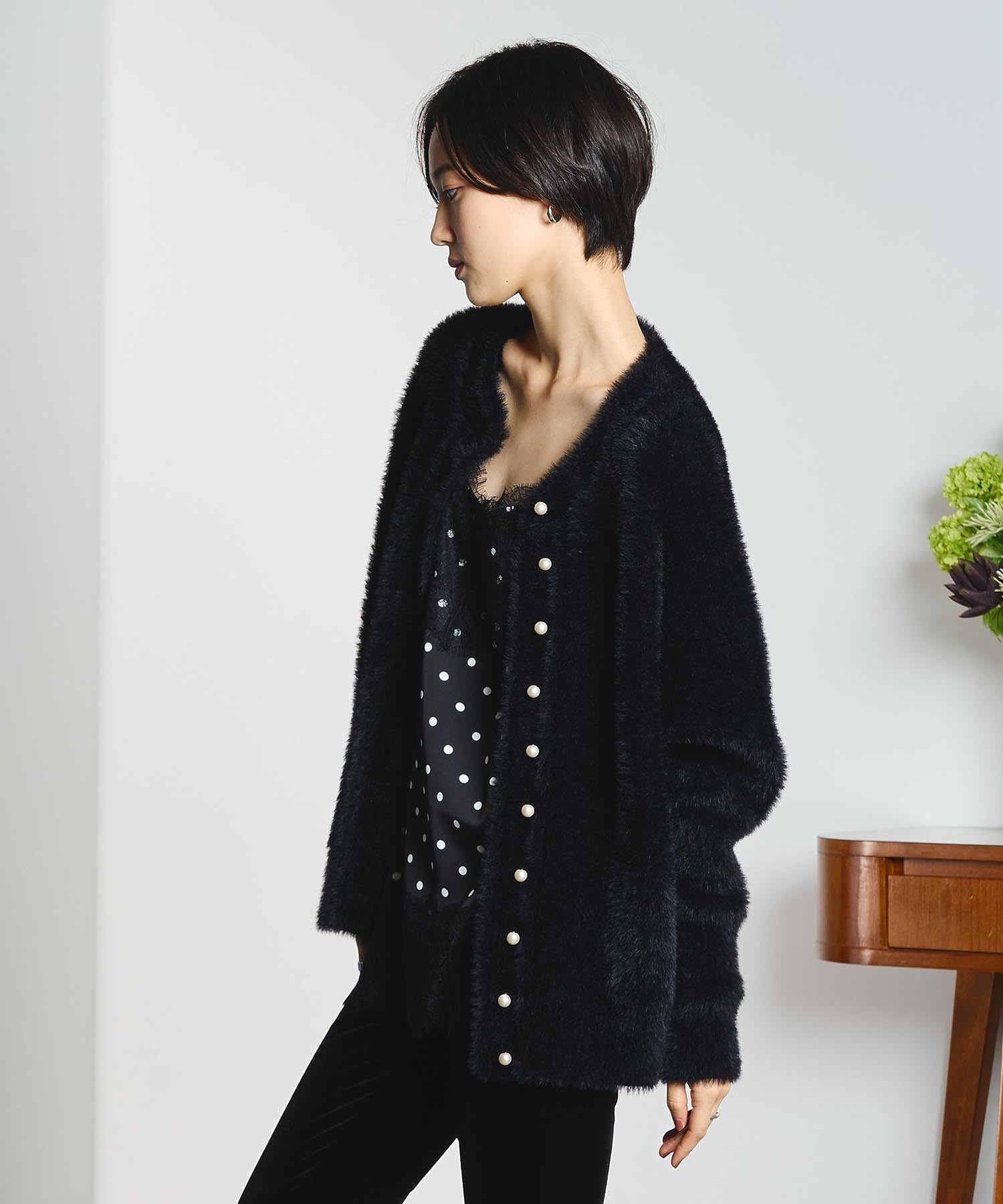 GENE HEAVENS/COTTON PEARL BUTTON CARDIGAN