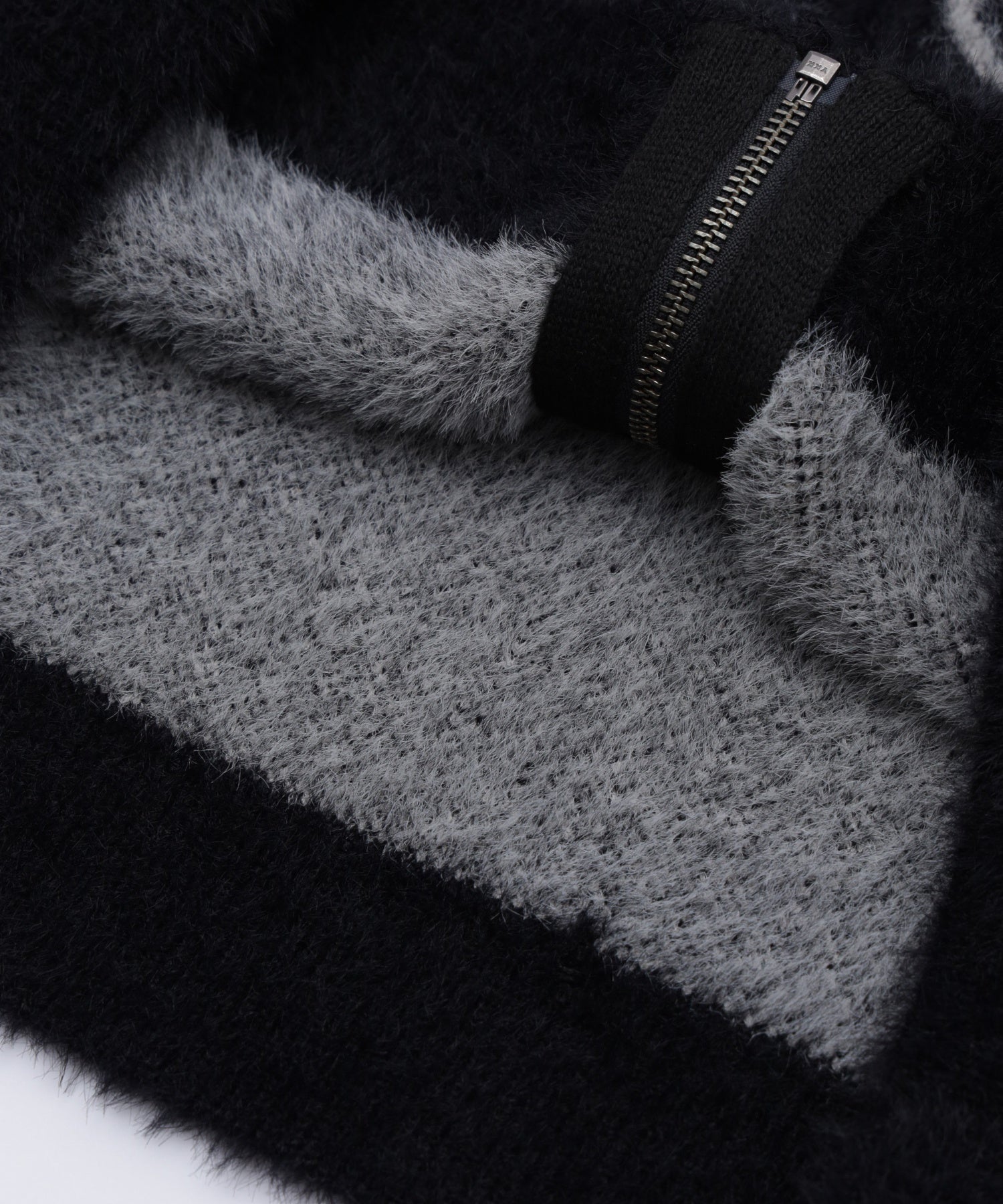 SHAGGY KNIT ZIP UP HOODIE