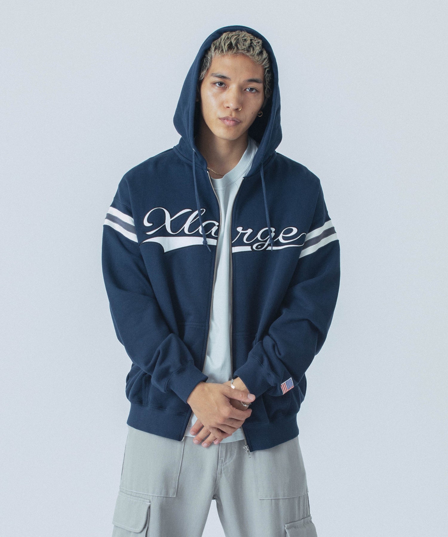 LINE ZIP UP HOODED SWEATSHIRT