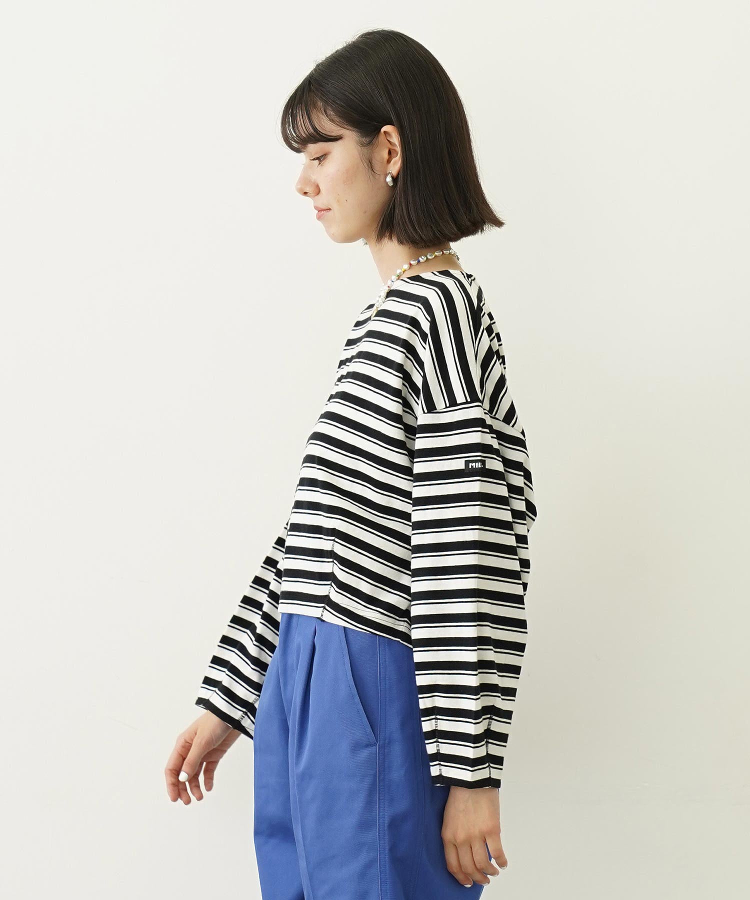 TUCK STRIPE L/S TOP