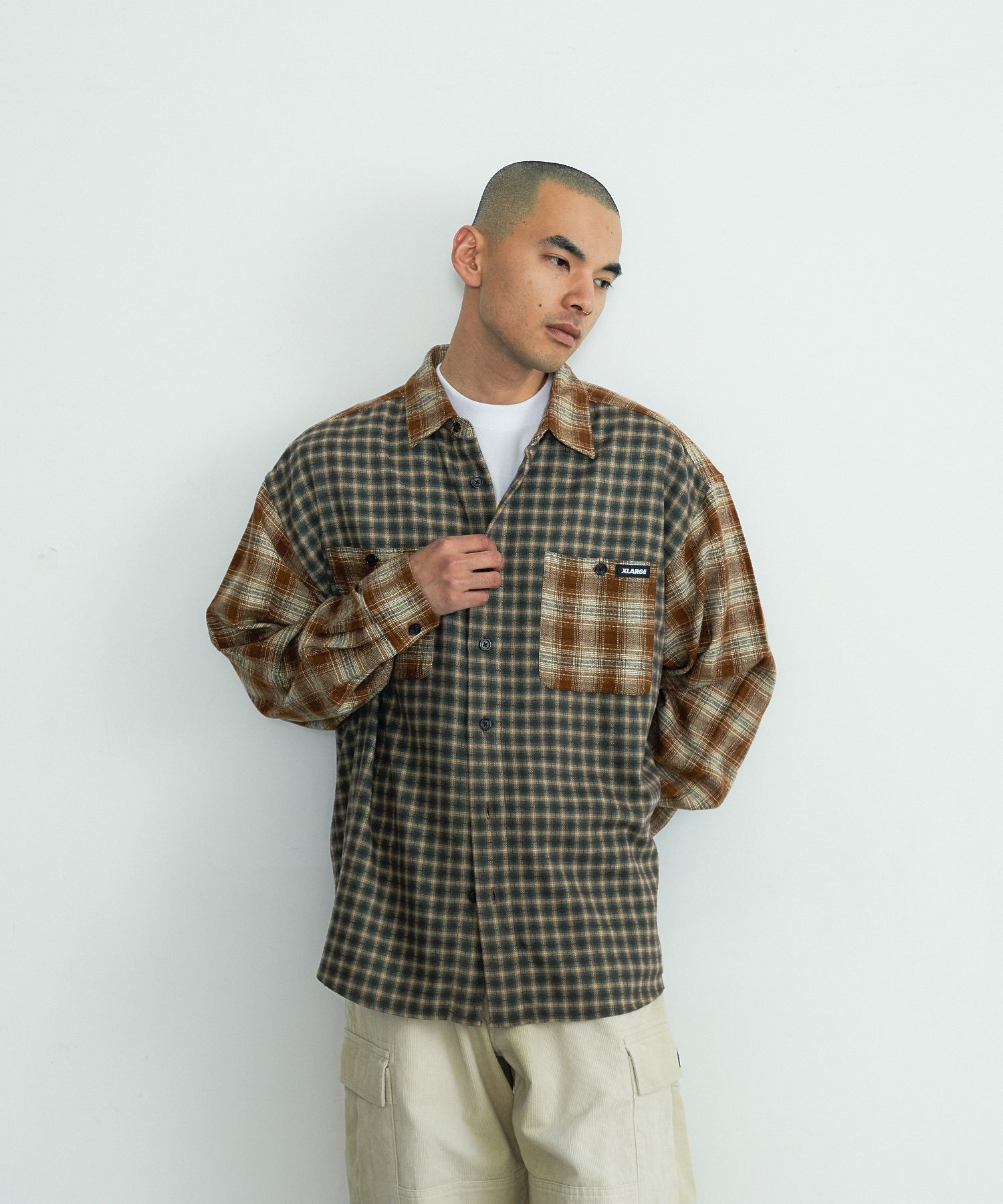 PLAID PANEL L/S SHIRT
