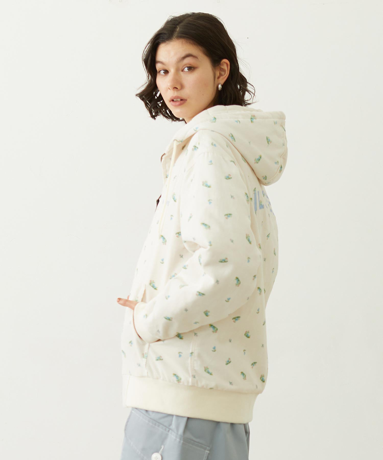 LOGO EMBROIDERED CORDUROY HOODED JACKET