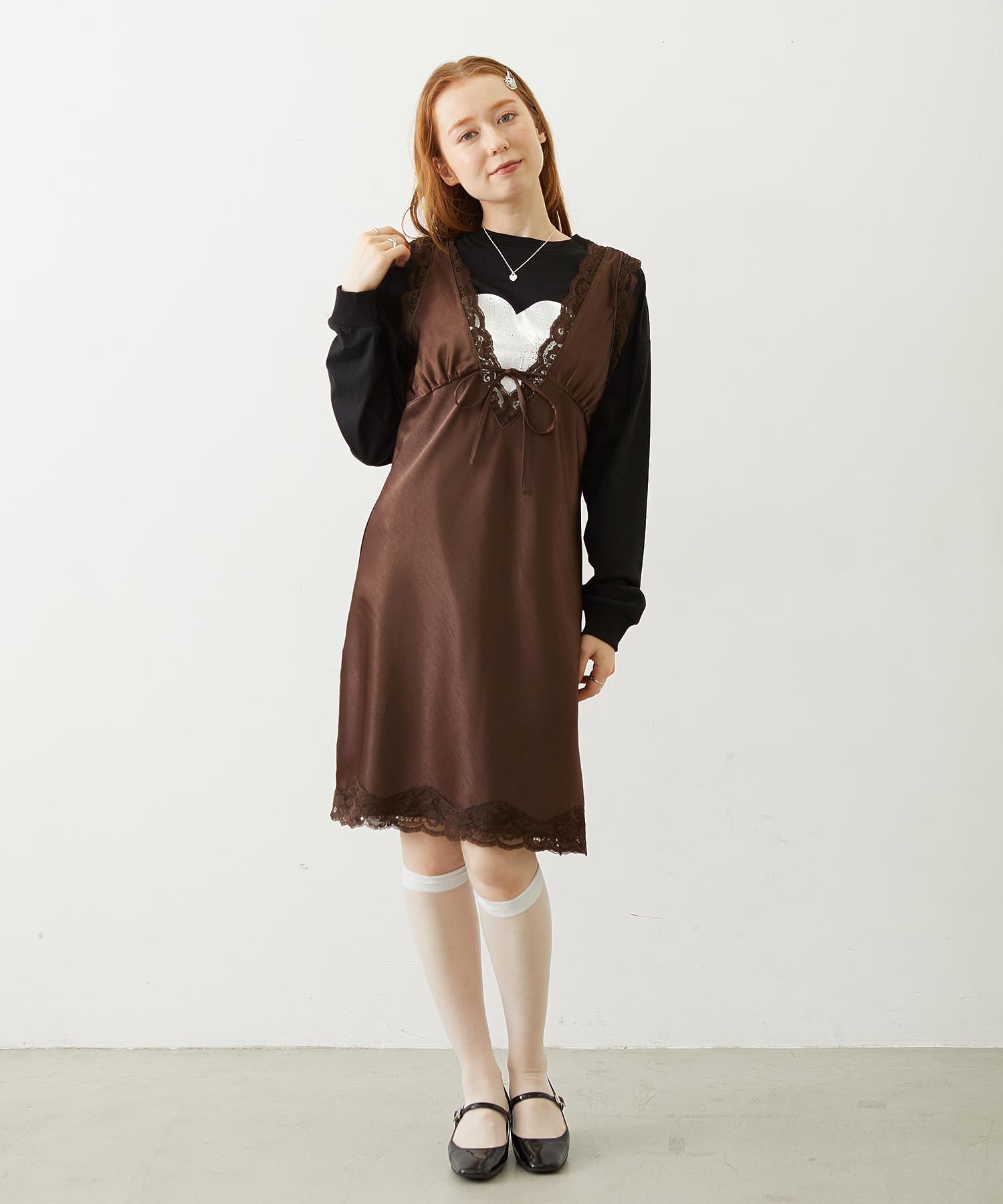 HEART FOIL PRINT L/S TEE