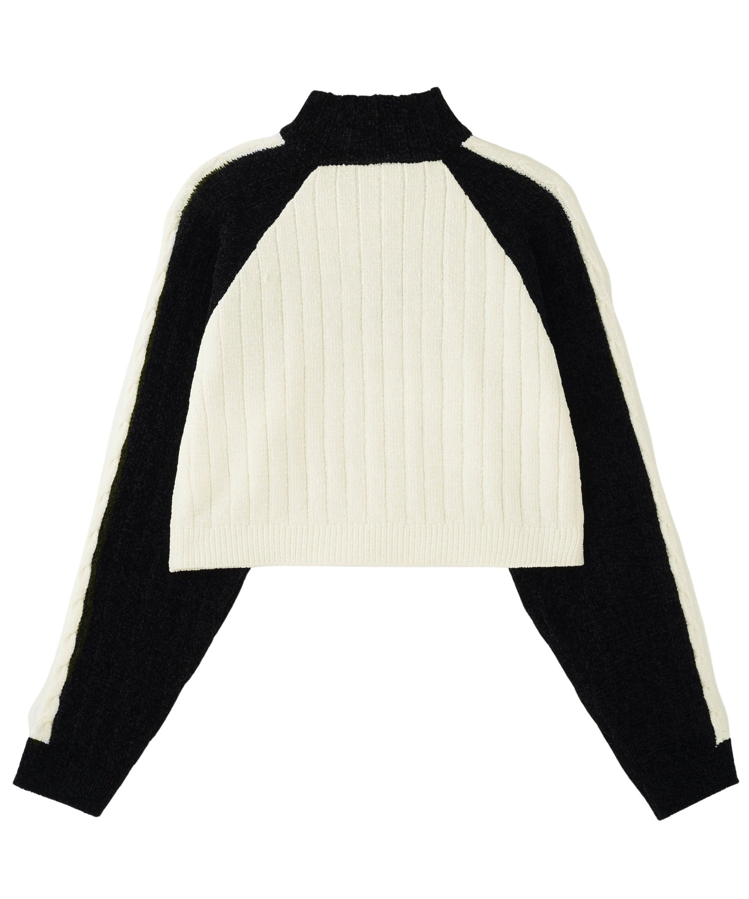 STRIPED SLEEVE HALF ZIP KNIT TOP