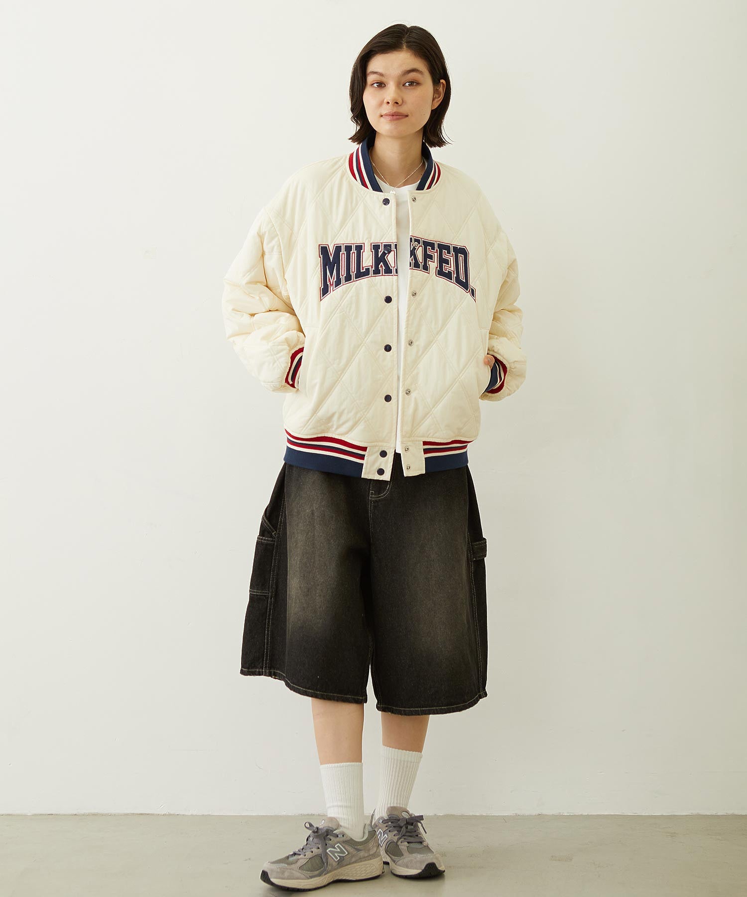 SATIN LOGO PATCH QUILTED JACKET