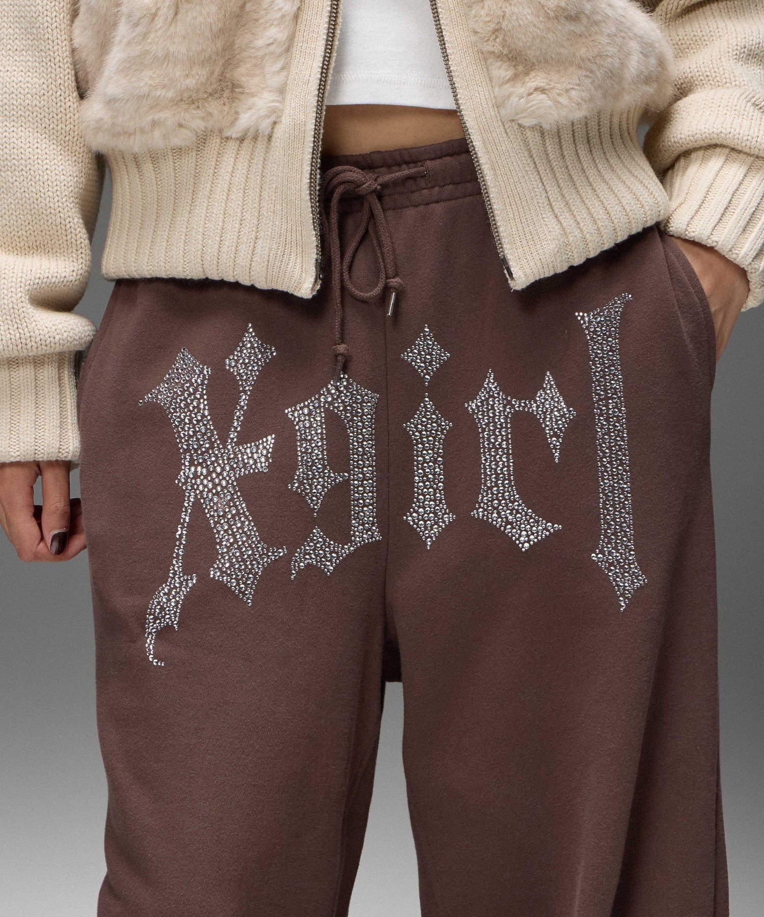 RHINESTONE BLACKLETTER LOGO SWEATPANTS