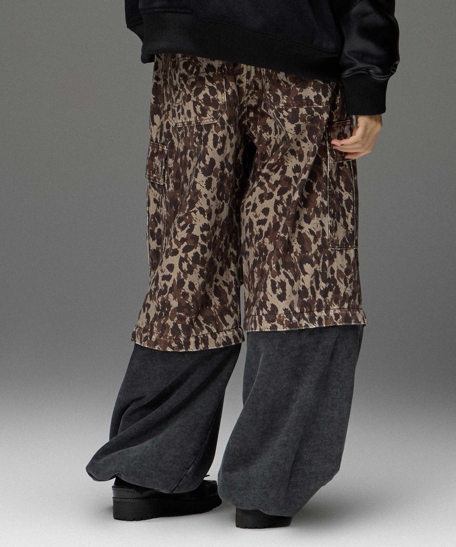 JERSEY MIX 2WAY WIDE LEG CARGO PANTS