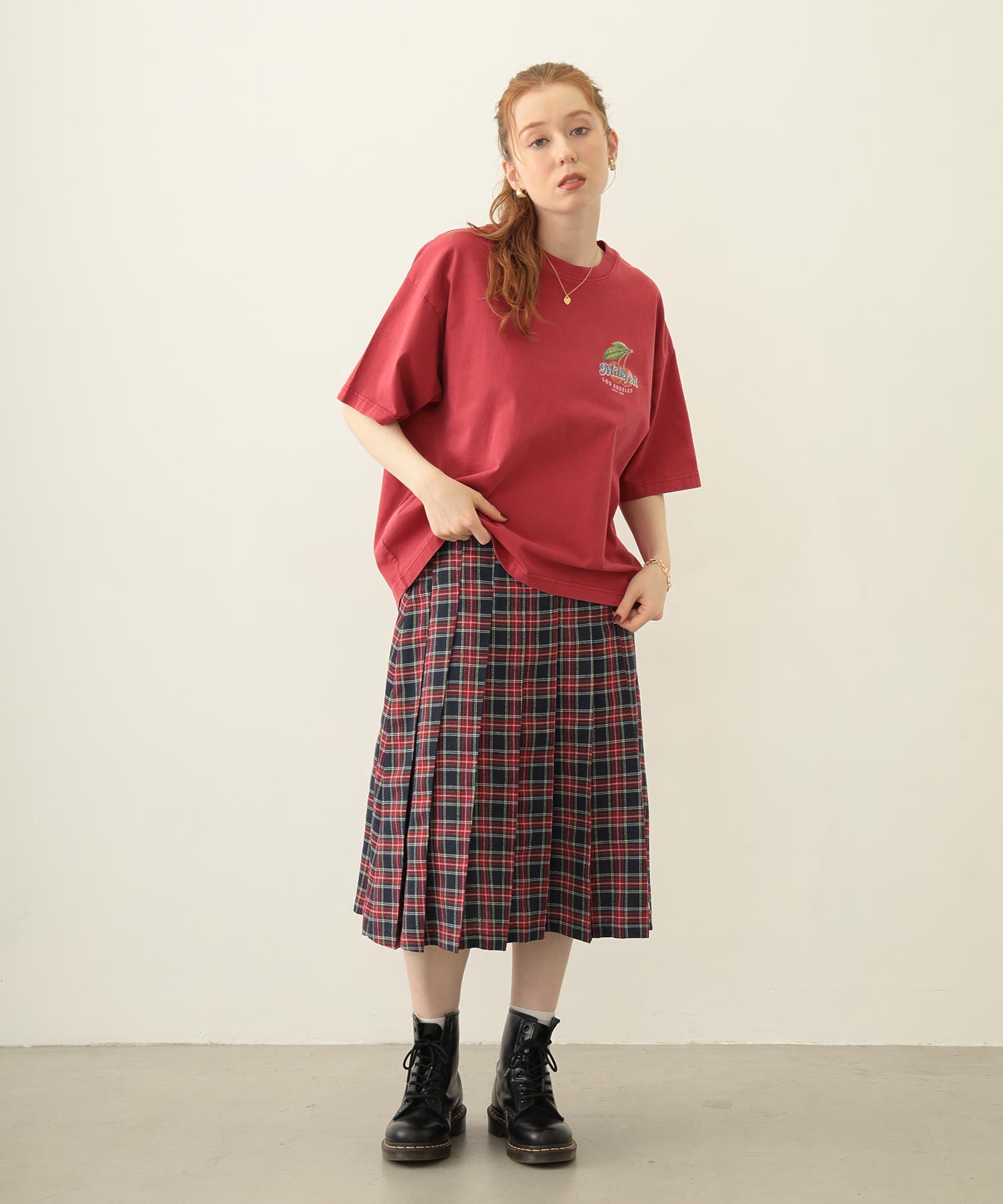 PLEATED PLAID SKIRT
