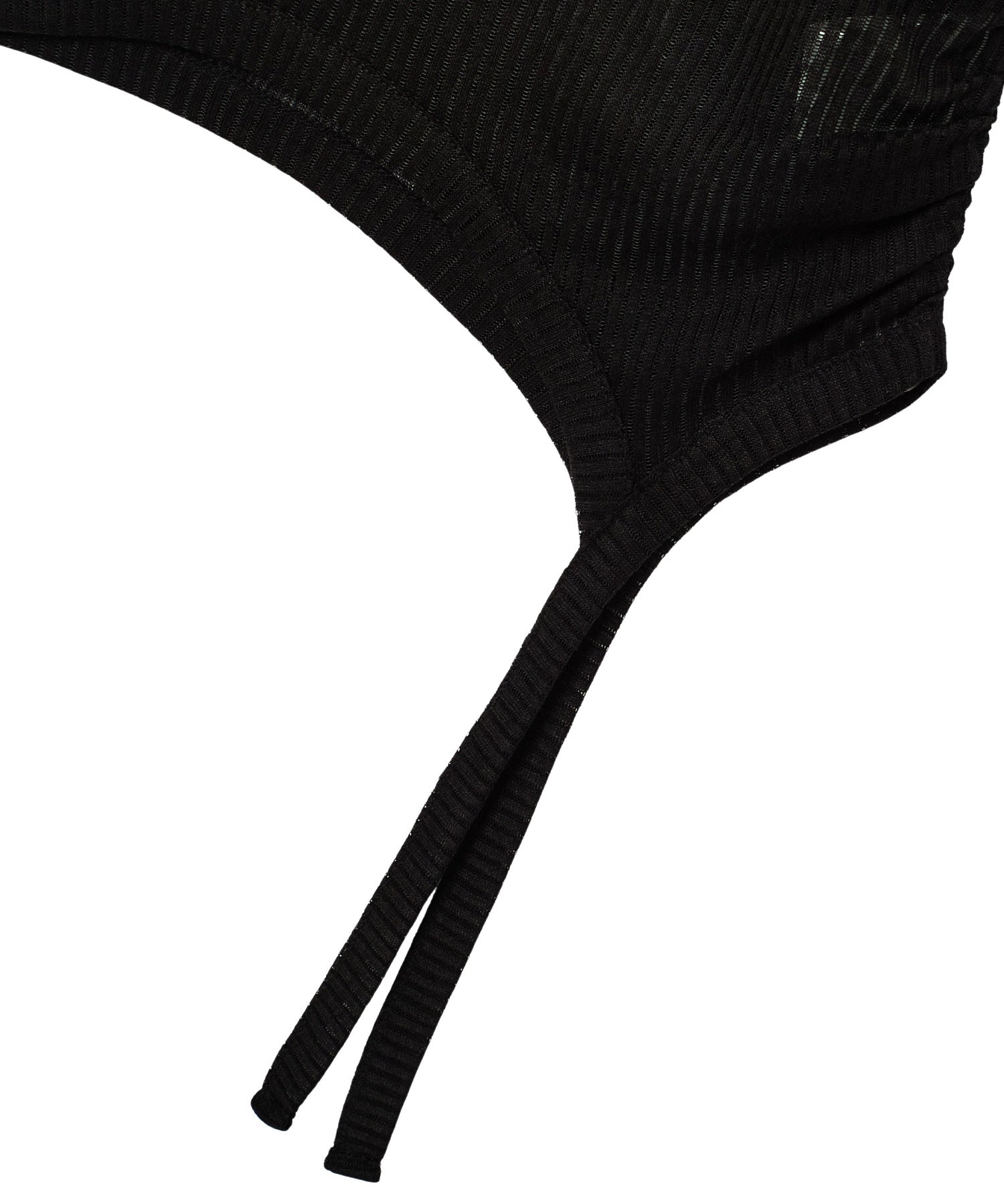 SHEER SLEEVELESS RIBBED HOODED TOP