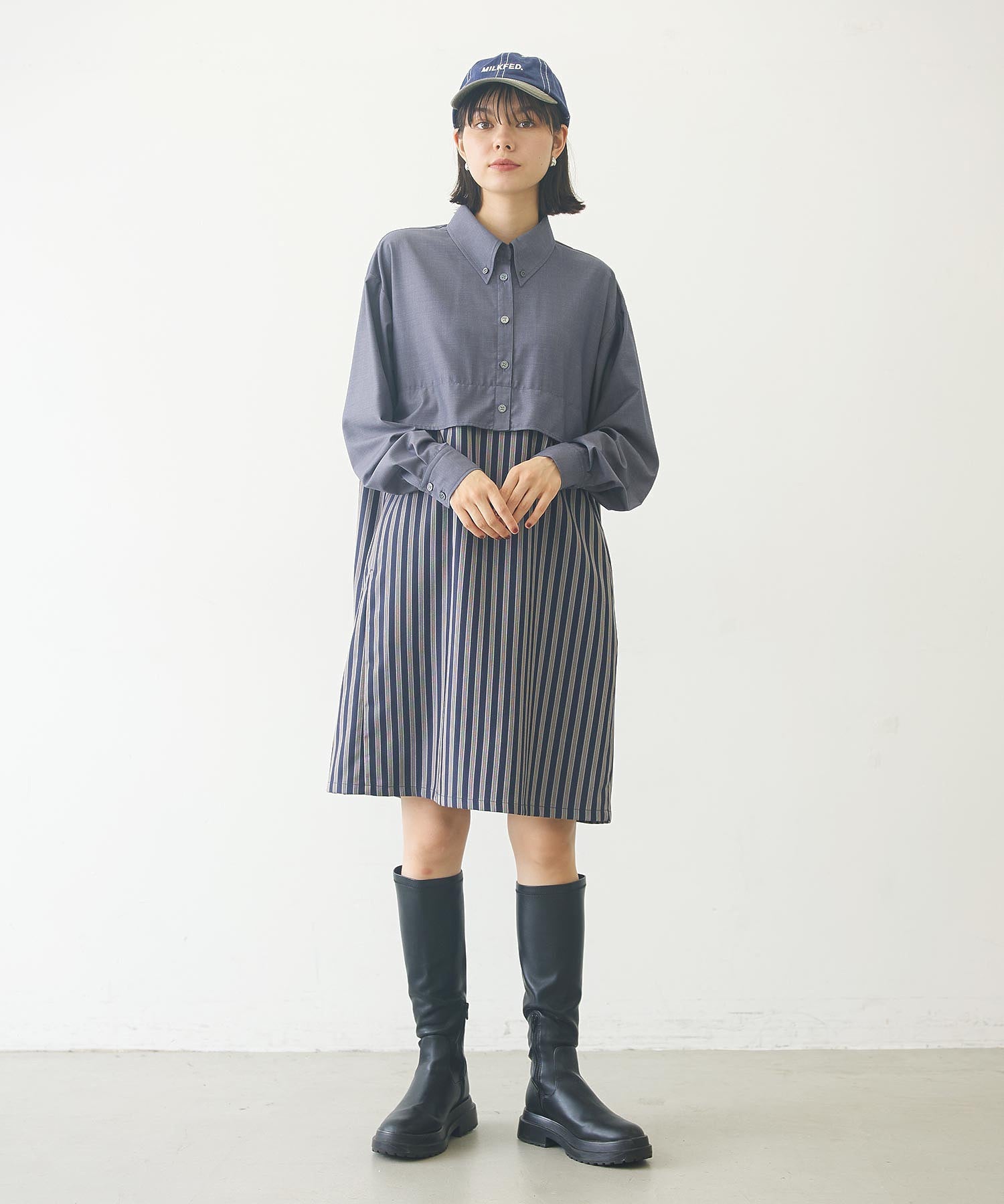 COLOR BLOCK SHIRT DRESS