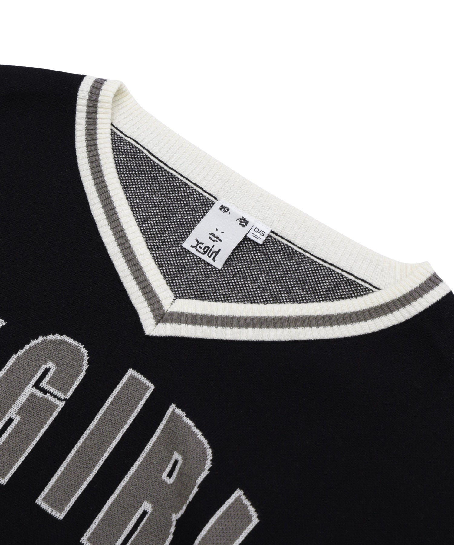 LOGO JACQUARD V-NECK KNIT TOP