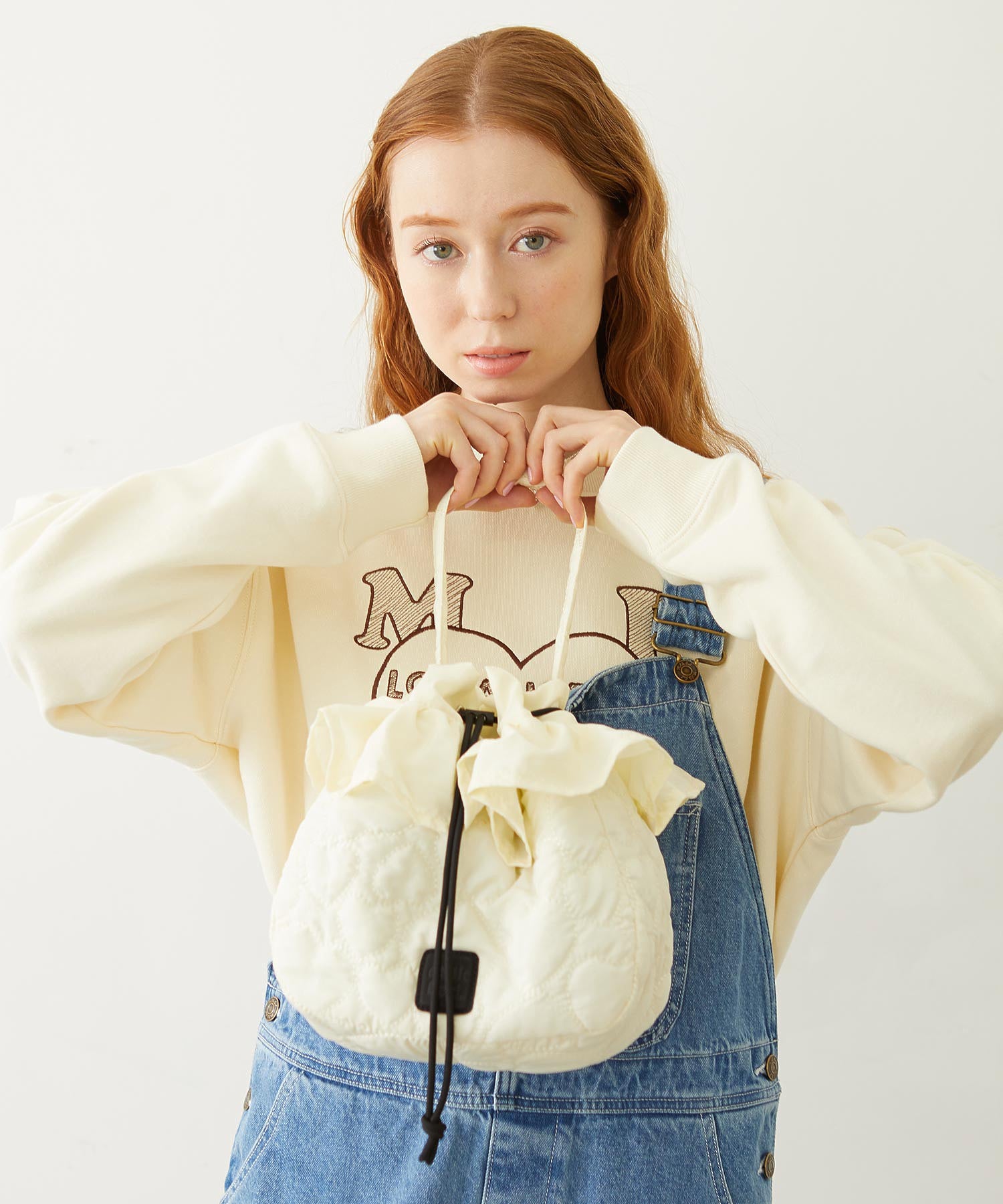 HEART QUILTED DRAWSTRING BAG