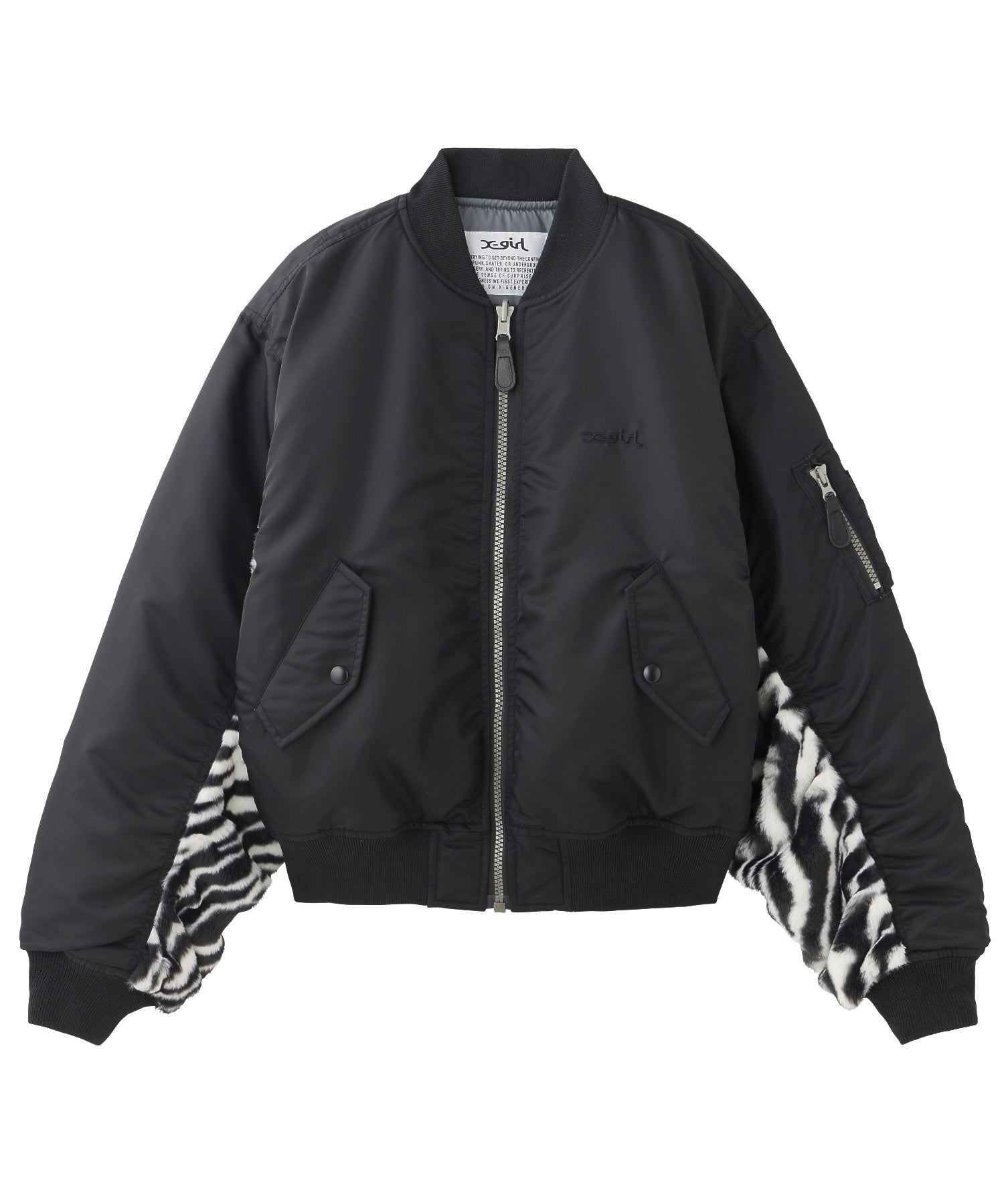 PANELED FUR REVERSIBLE MA-1 JACKET