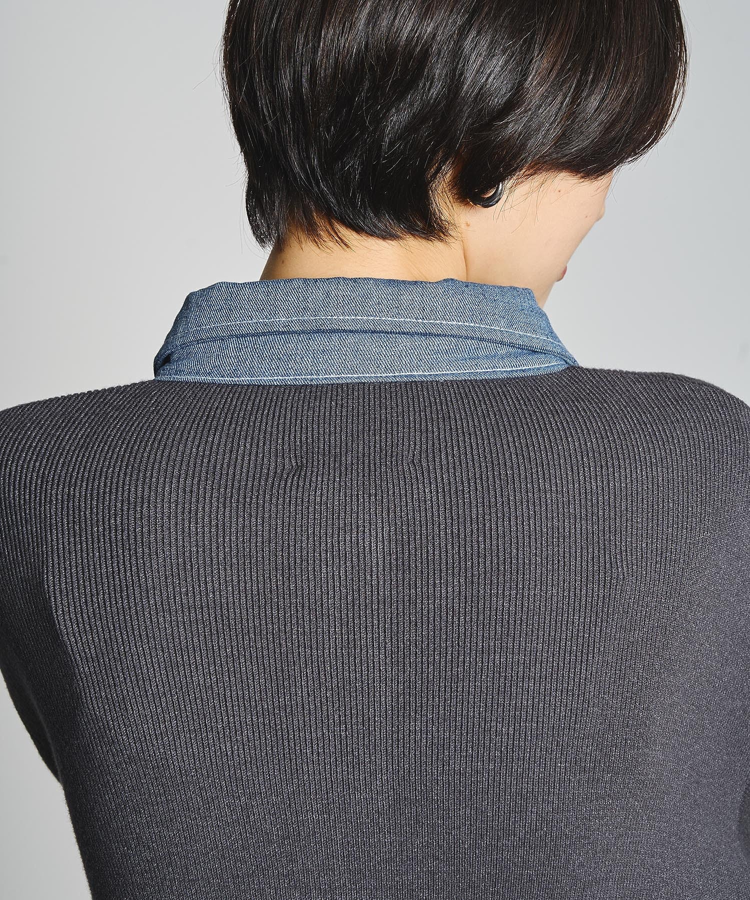 GENE HEAVENS/KNIT x DENIM CARDIGAN