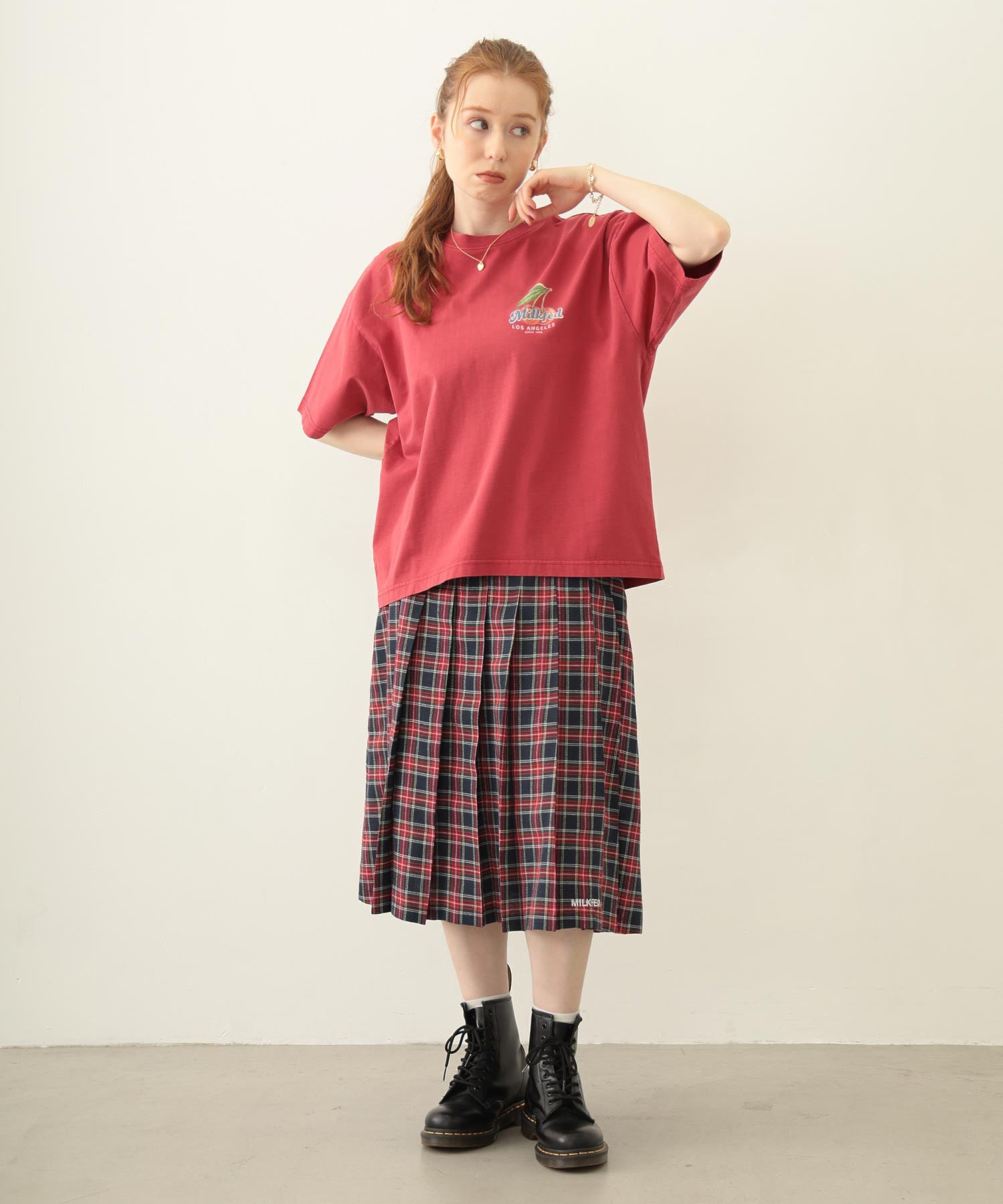 PLEATED PLAID SKIRT