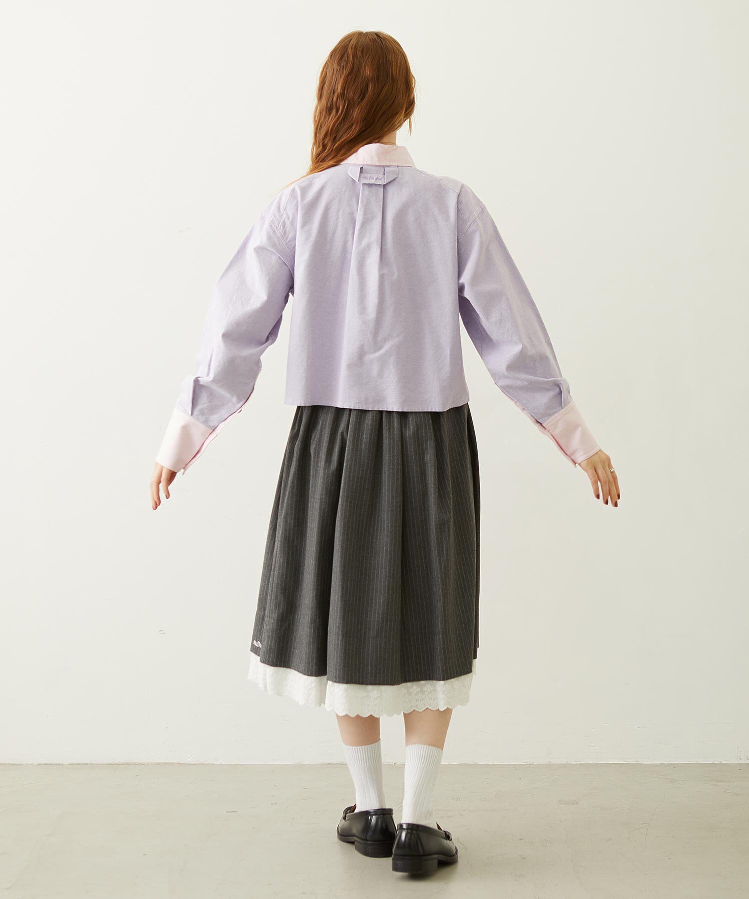 LACE HEM STRIPED SKIRT