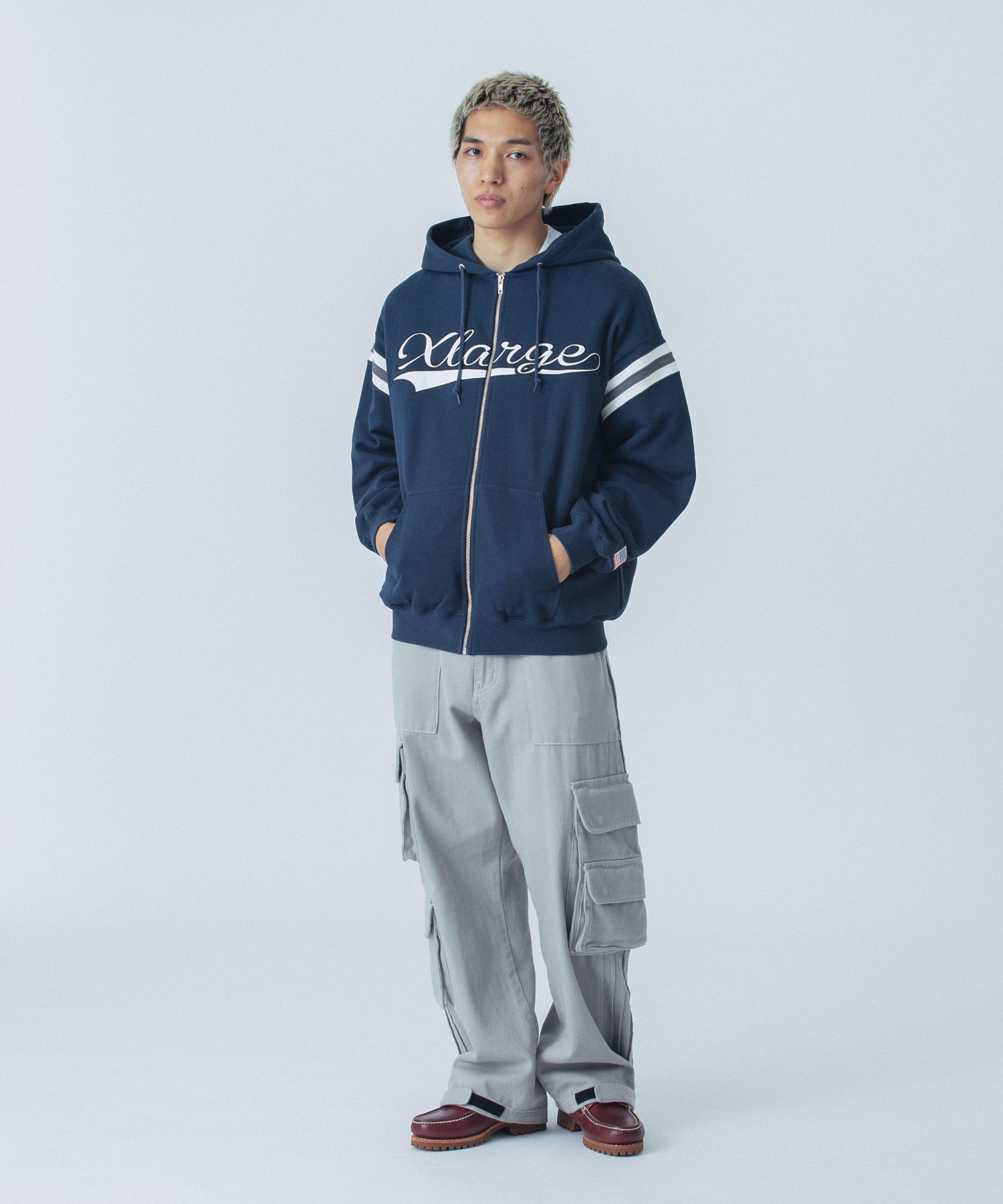 LINE ZIP UP HOODED SWEATSHIRT