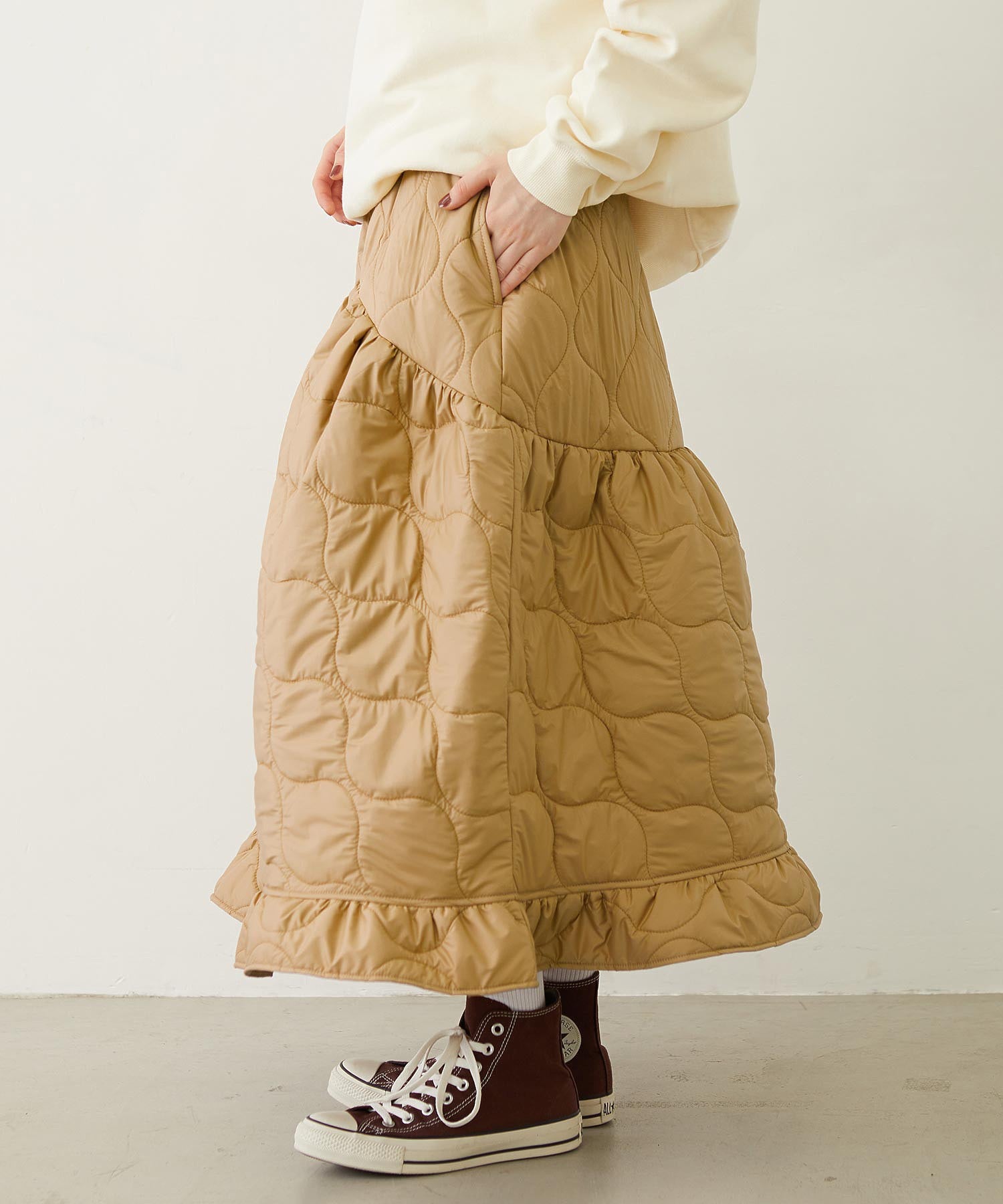 QUILTED FLARED SKIRT