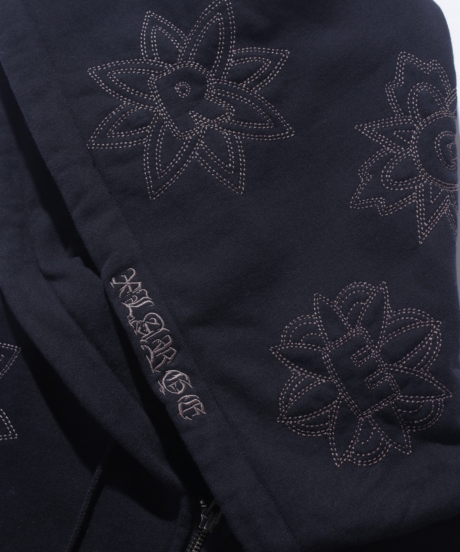 ALLOVER EMBROIDERY ZIP UP HOODED SWEATSHIRT