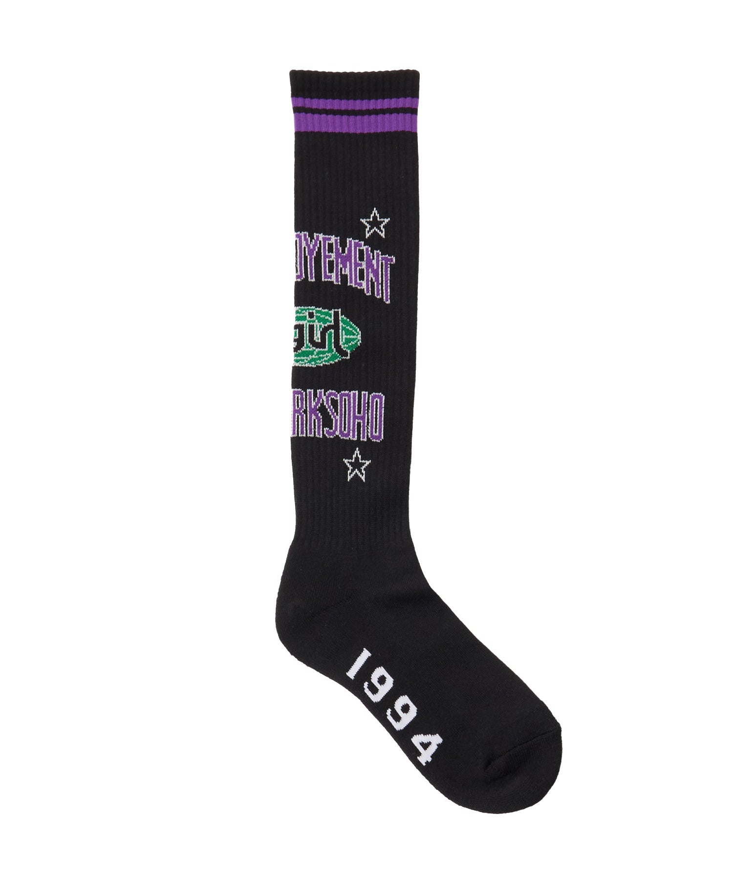 WORLD LOGO JACQUARD RIB HIGH SOCKS