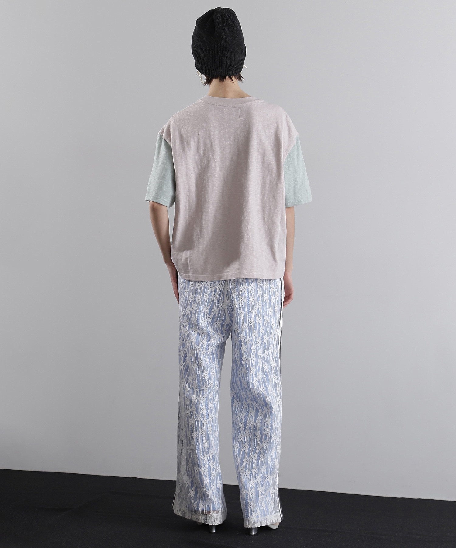 OKIRAKU×ROSE BUD/袖配色 プリントTシャツ