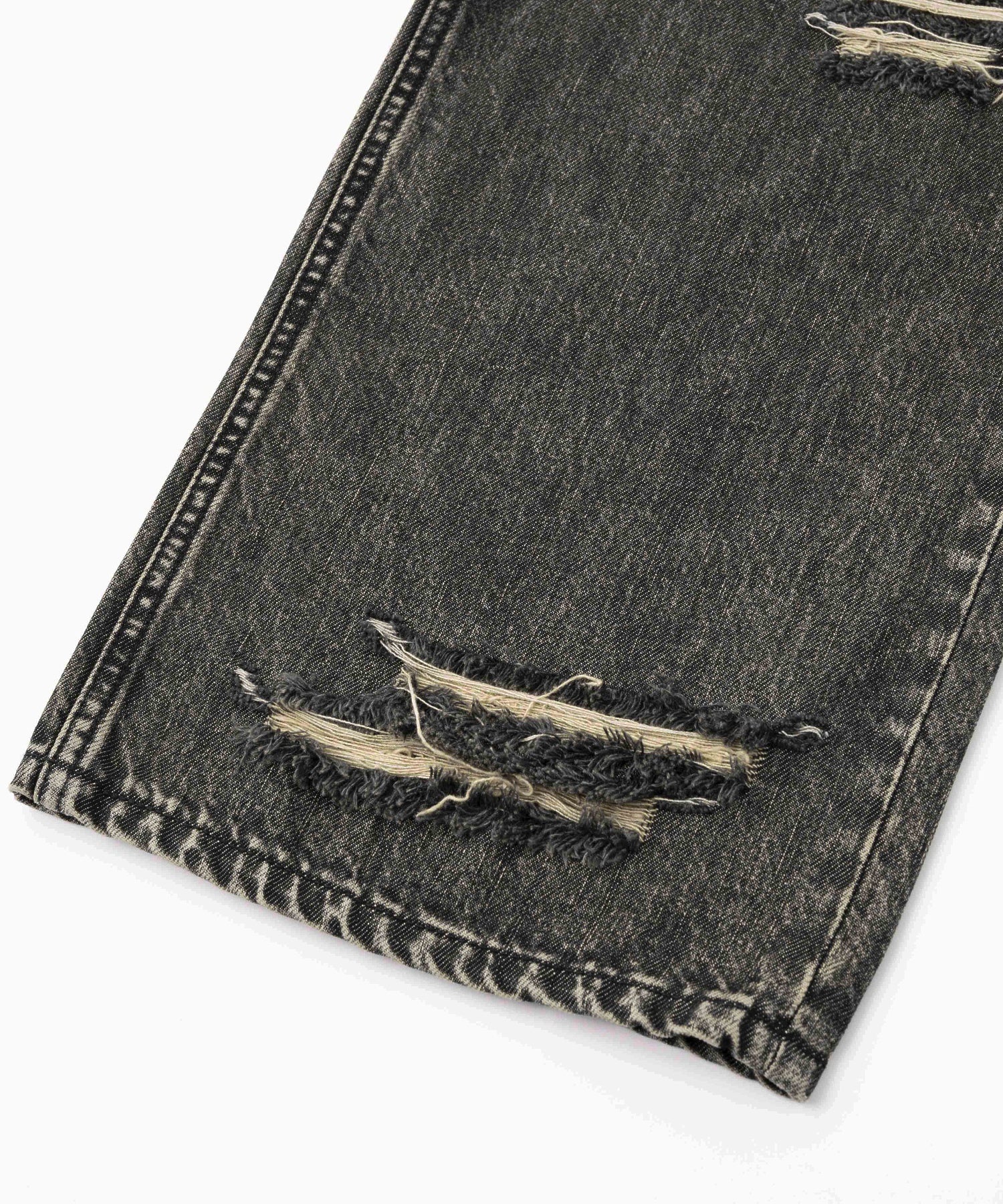DISTRESSED LOOSE STRAIGHT DENIM PANTS