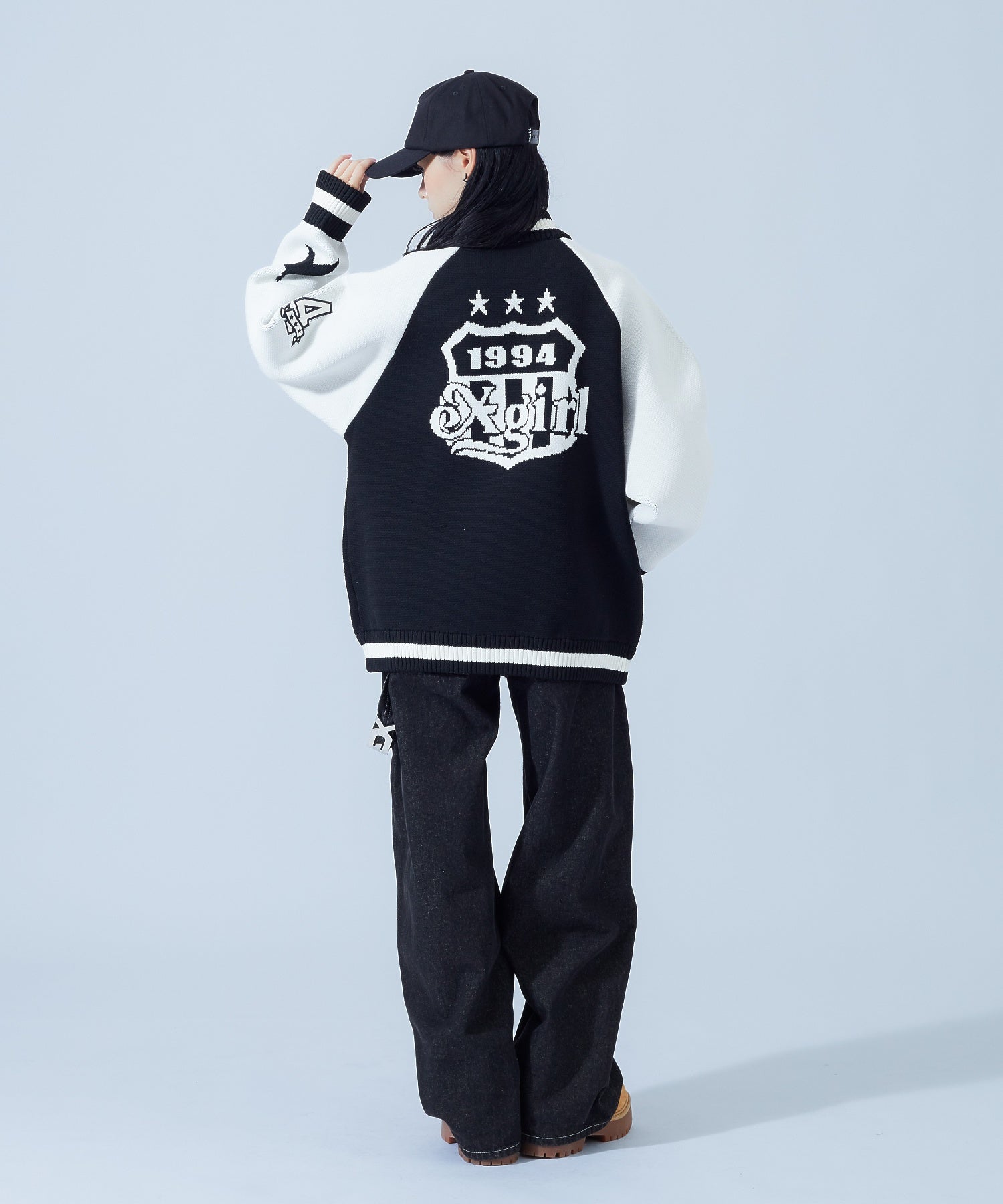 PATCH AND JACQUARD STADIUM KNIT JACKET