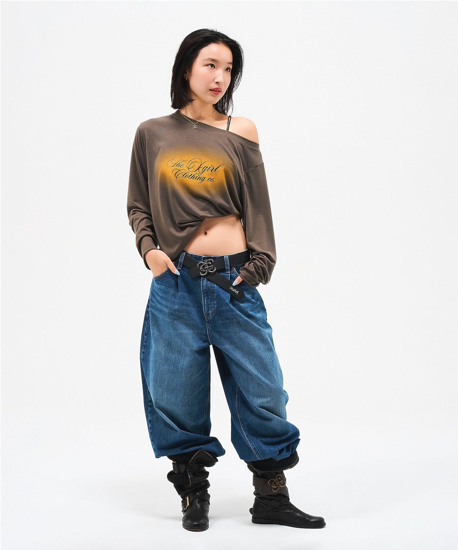 X-girl x Lee TUCK WIDE DENIM PANTS