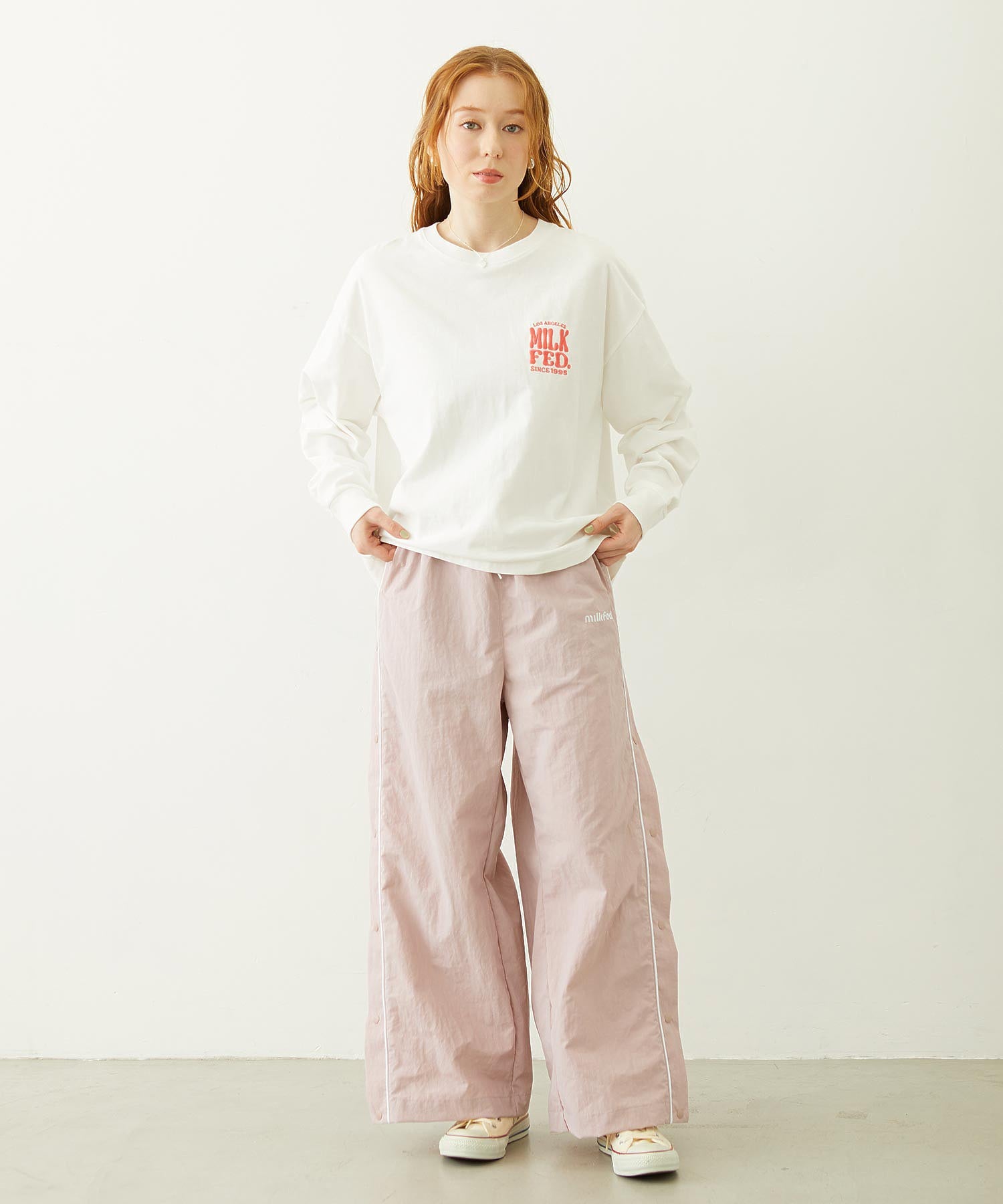 FLOWER DOT PATTERN LOGO WIDE L/S TEE