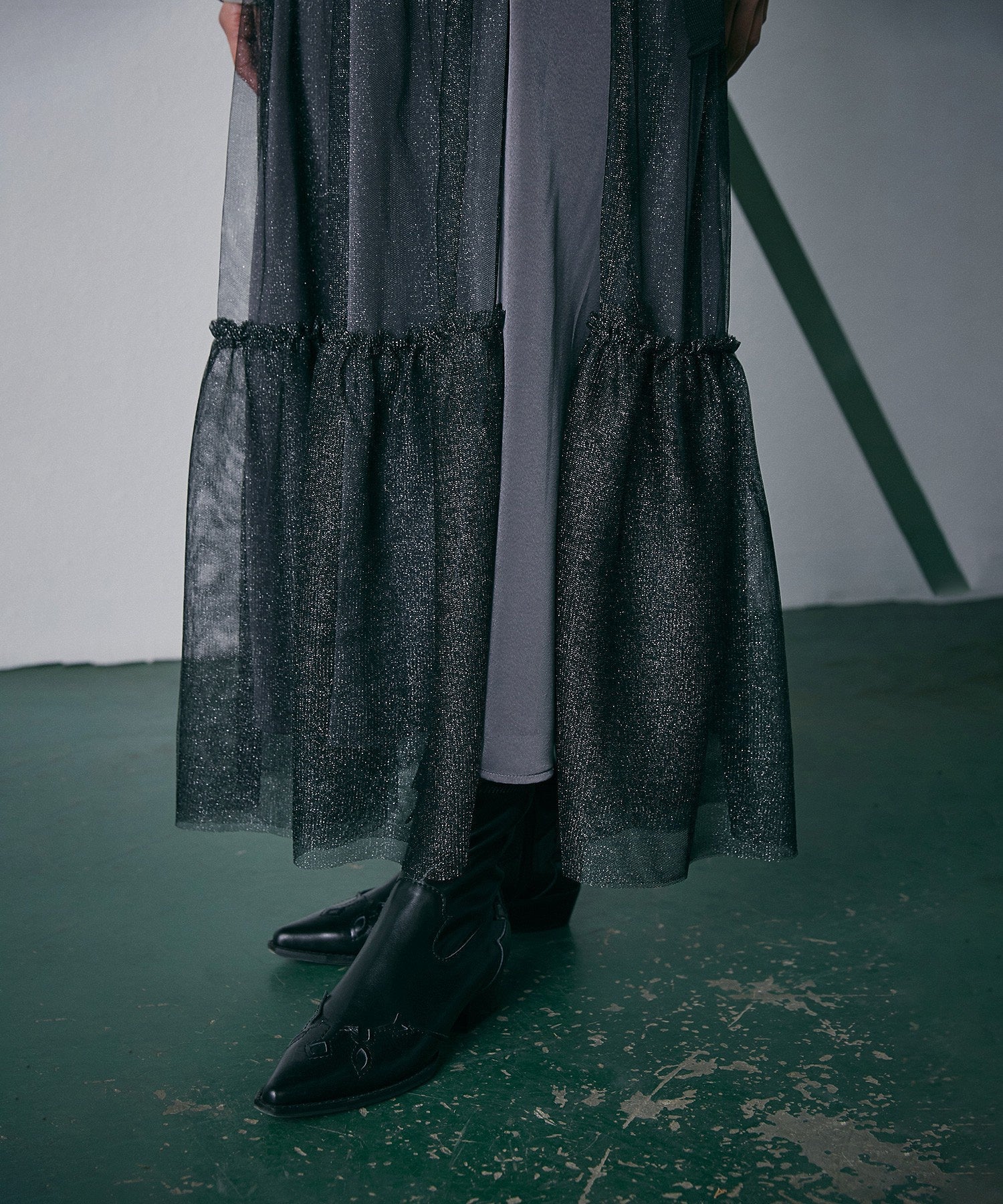 チュールレイヤードスカート