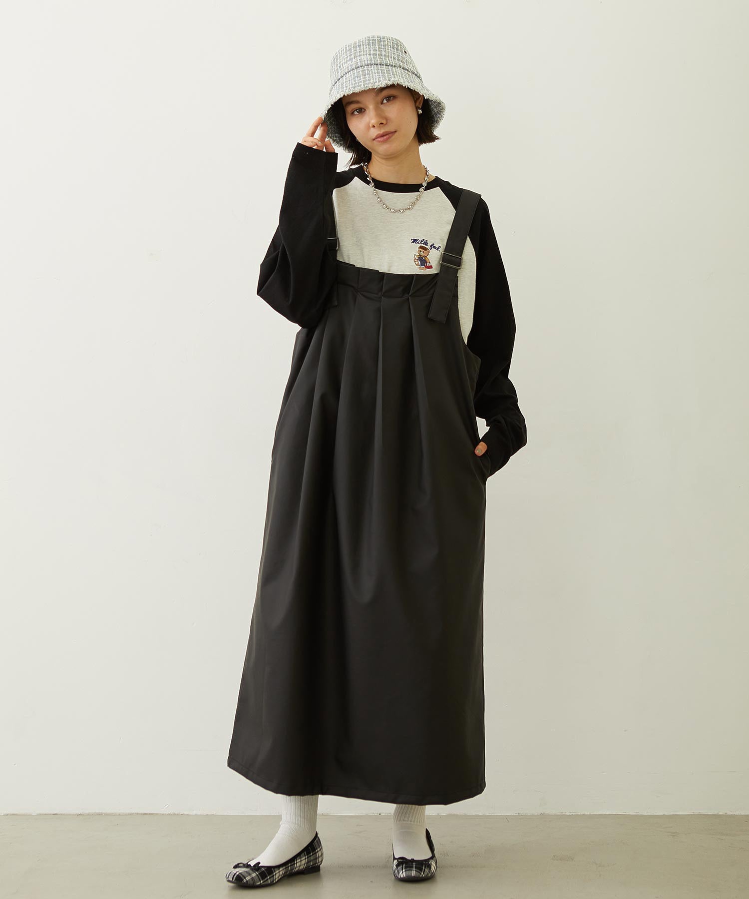 TWEED FRINGE BUCKET HAT