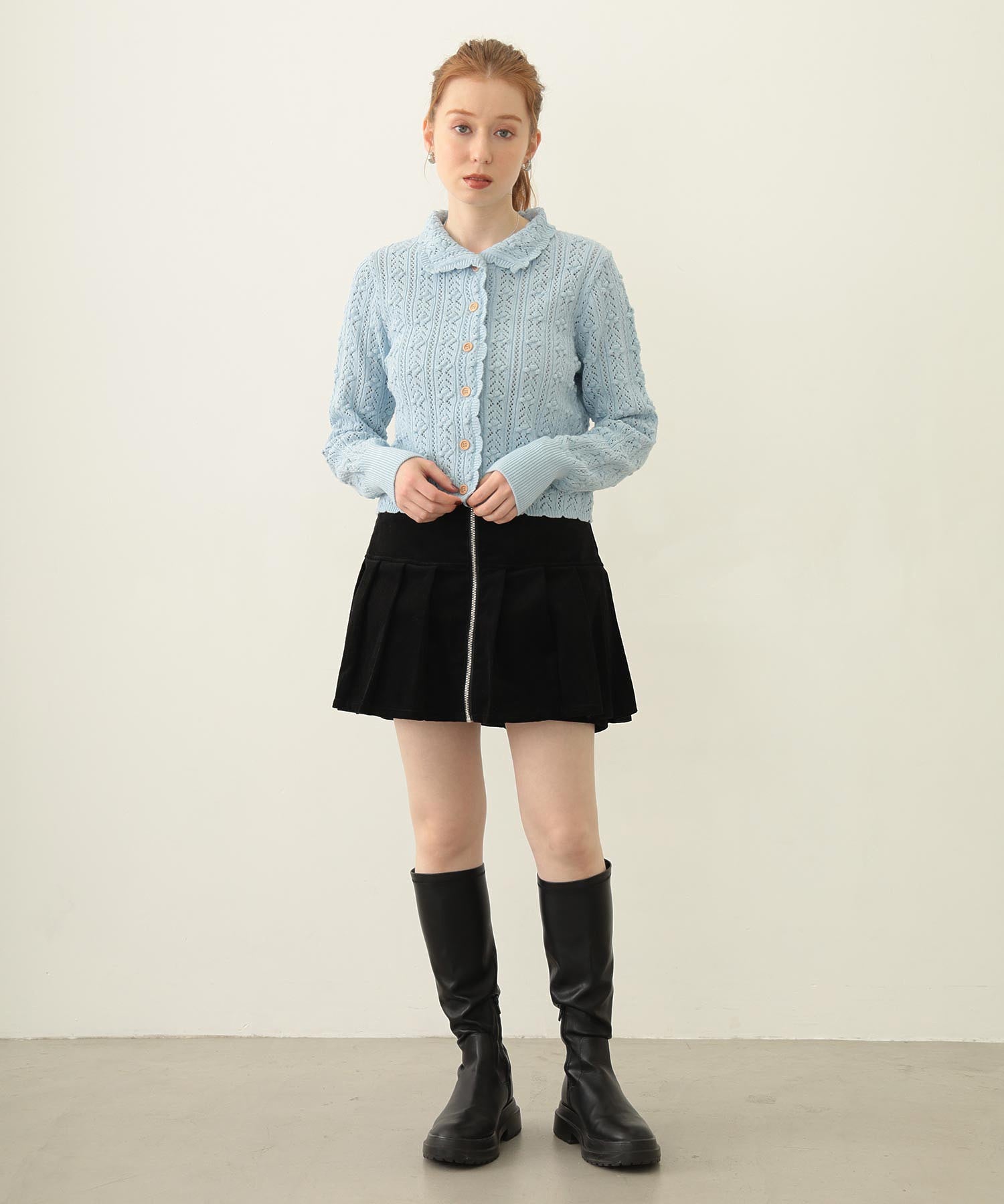 OPENWORK KNIT CARDIGAN