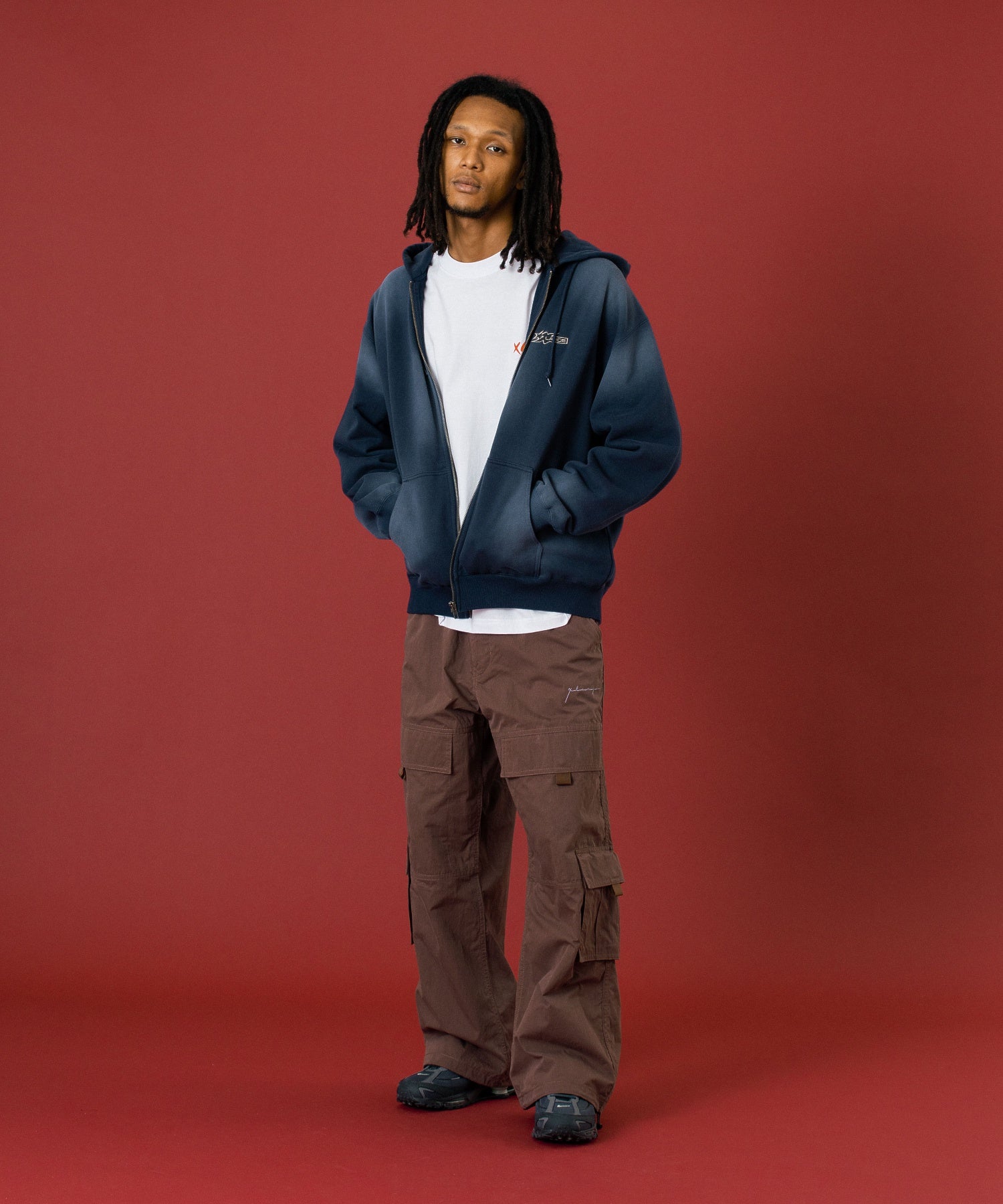 SPRAY DYED ZIP UP HOODED SWEATSHIRT