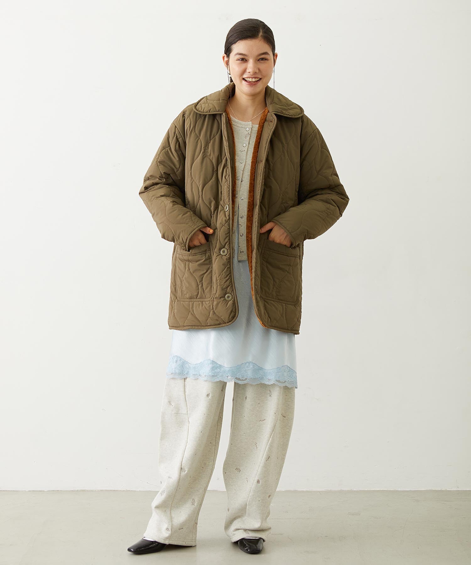 REVERSIBLE QUILTED LOGO LONG COAT