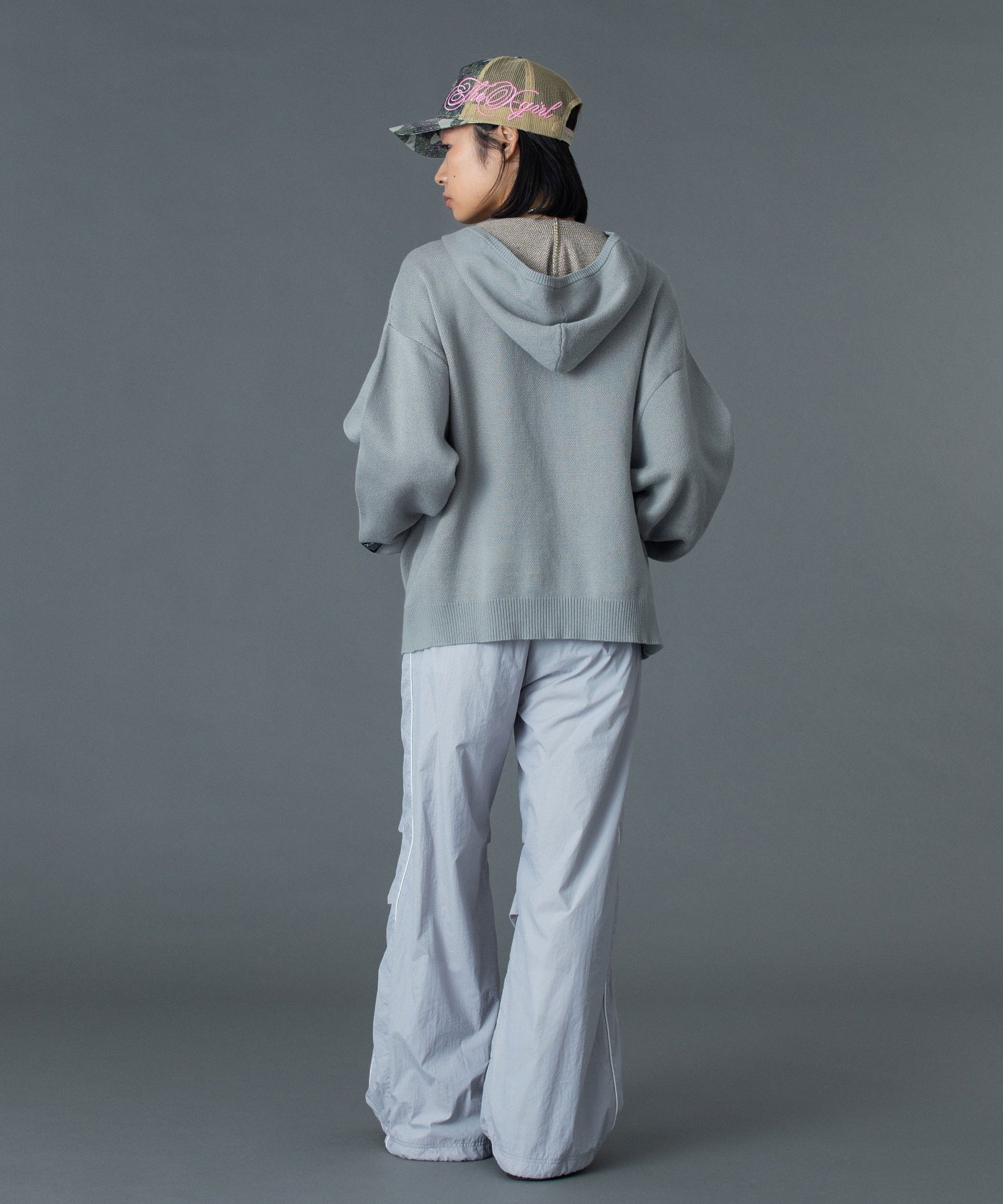 COLLEGE LOGO JACQUARD ZIP UP KNIT HOODIE