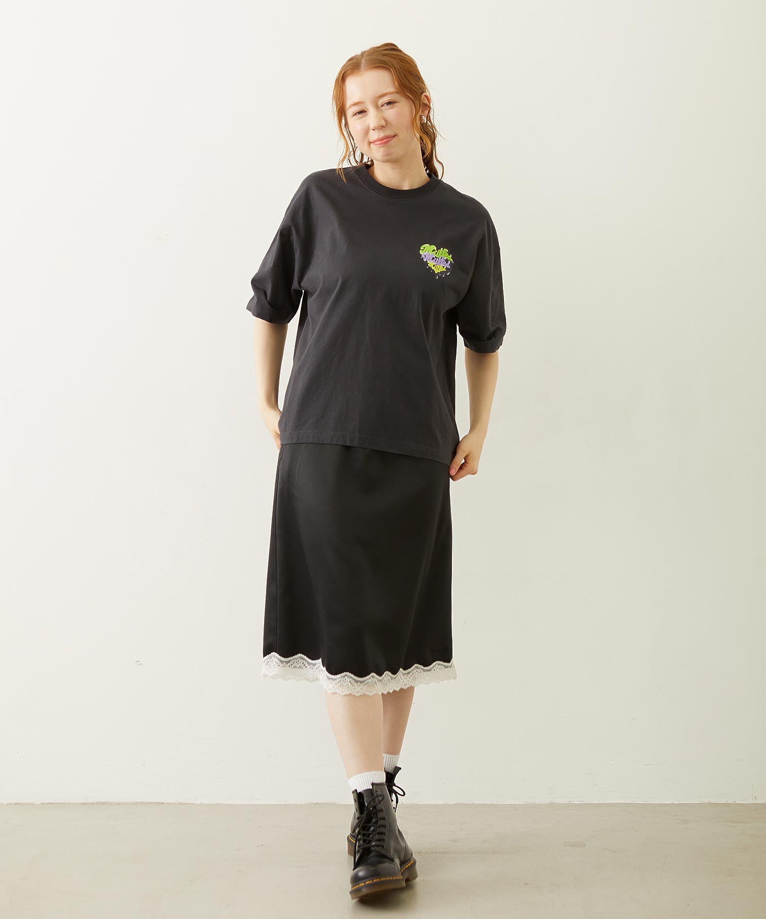 MELTY GLITTER HEART WIDE S/S TEE