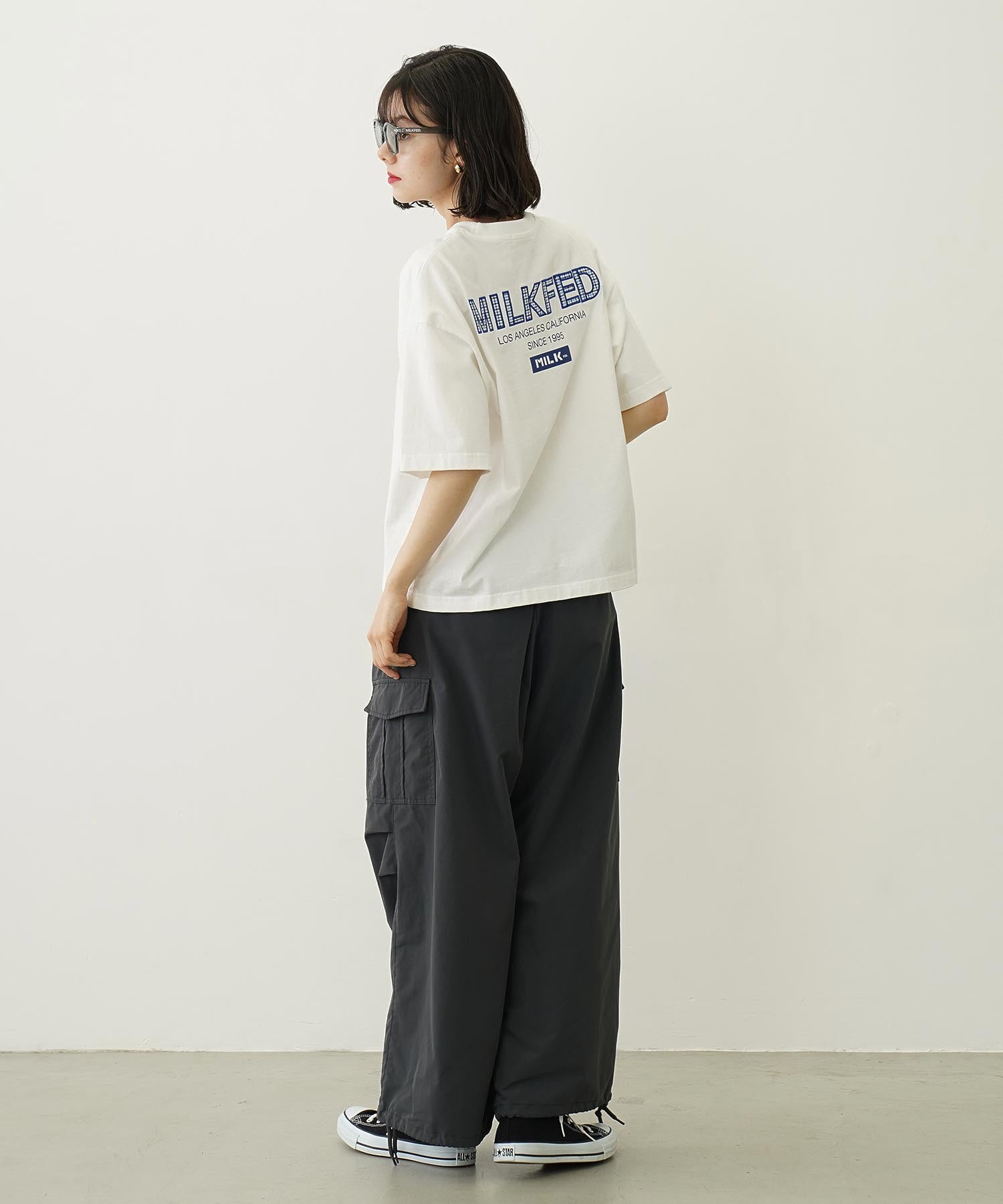 MILKFED. PLAID LOGO WIDE S/S TEE