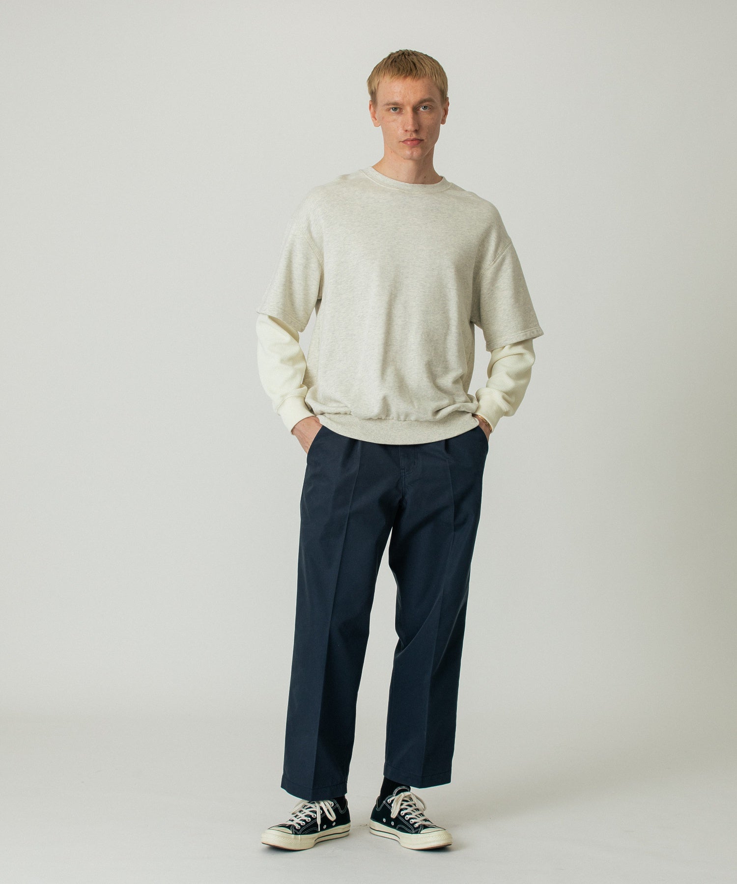 LAYERED SLEEVE CREW NECK